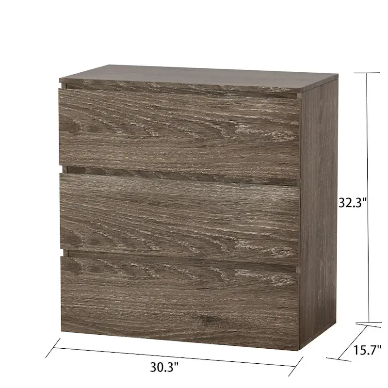 3-Drawer Nightstand Chest - 32.3"H x 30.3"W - Bedroom Storage Cabinet