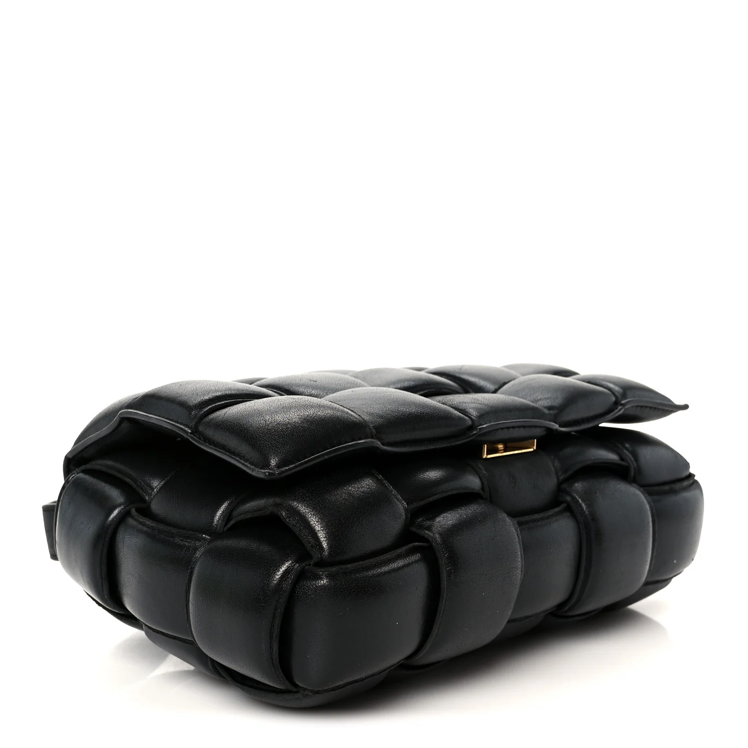 Nappa Maxi Intreccio Padded Cassette Crossbody Bag Black