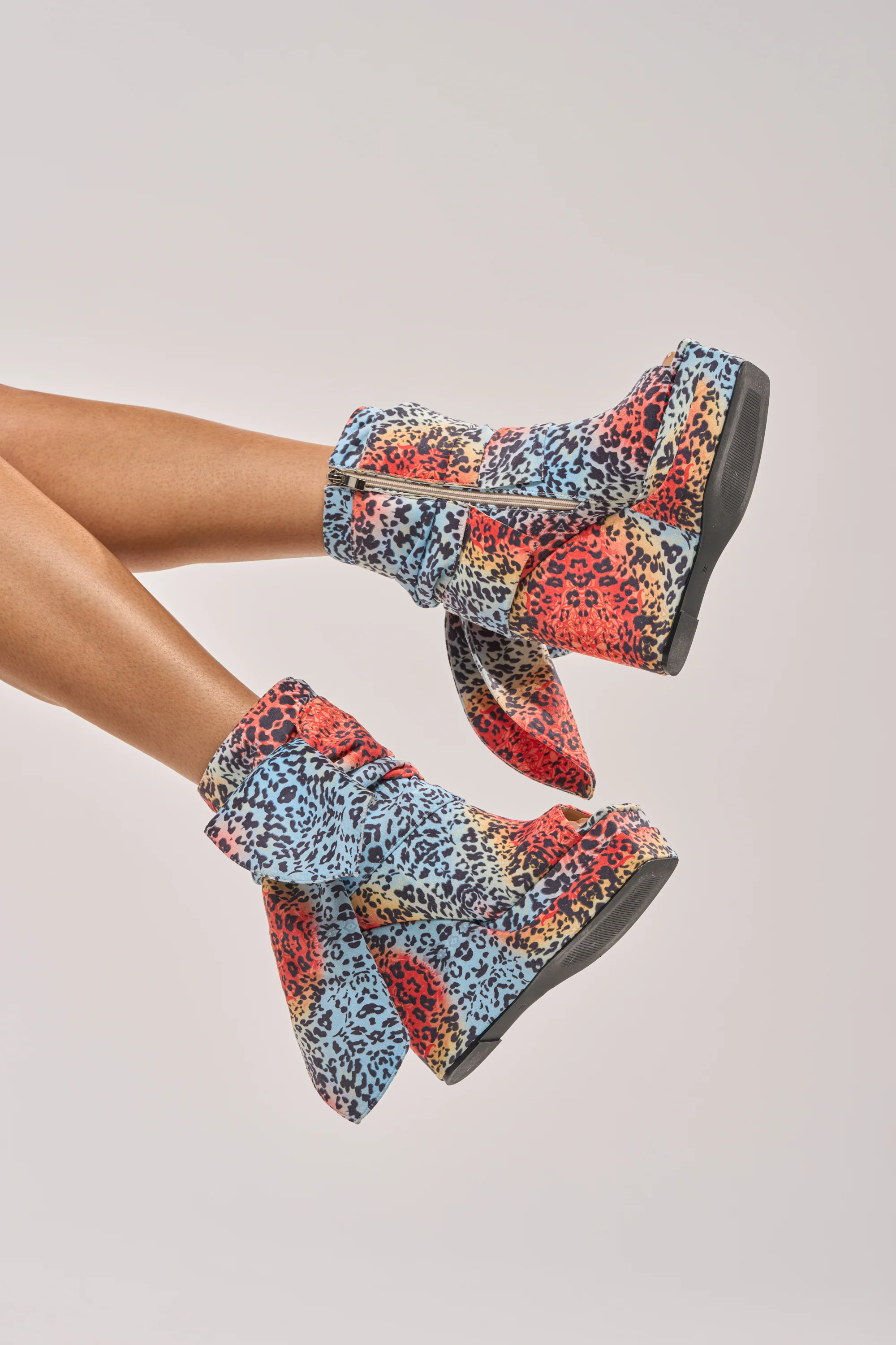AKIRA GOLD VENEZIO MULTI COLOR CHEETAH PRINT WEDGE BOOTIE - Akira Store