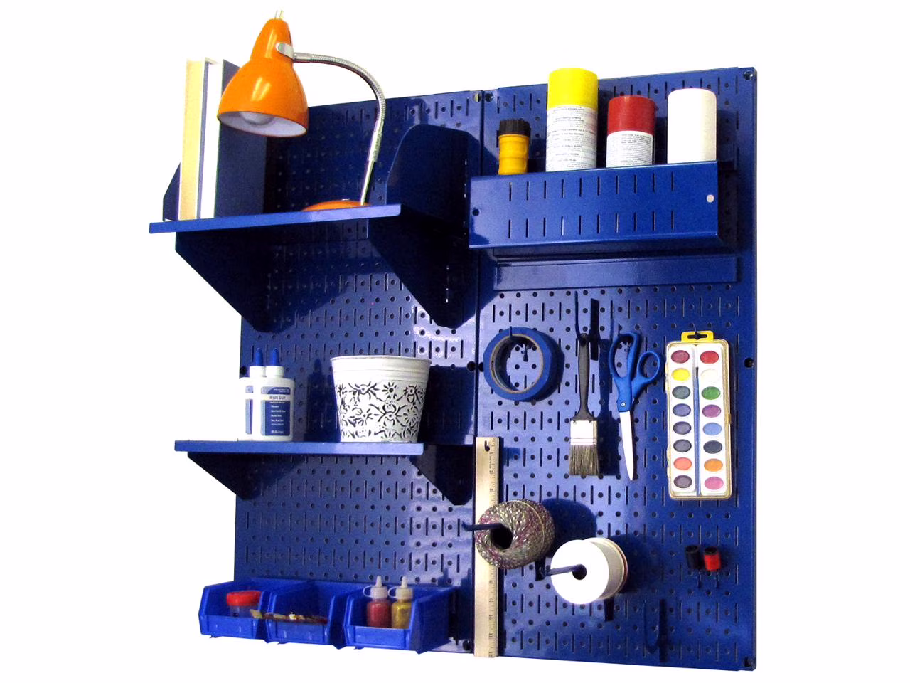 Wall Control Pegboard Hobby Craft Pegboard Organizer Storage Kit with Blue Pegboard and Blue Accessories