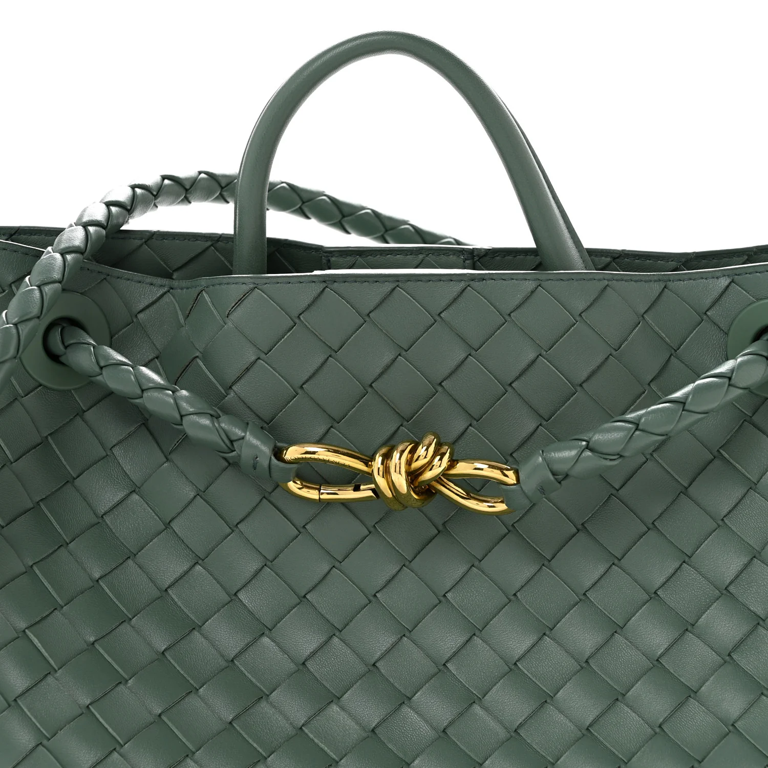 Nappa Intrecciato Medium Andiamo Shoulder Bag Aloe