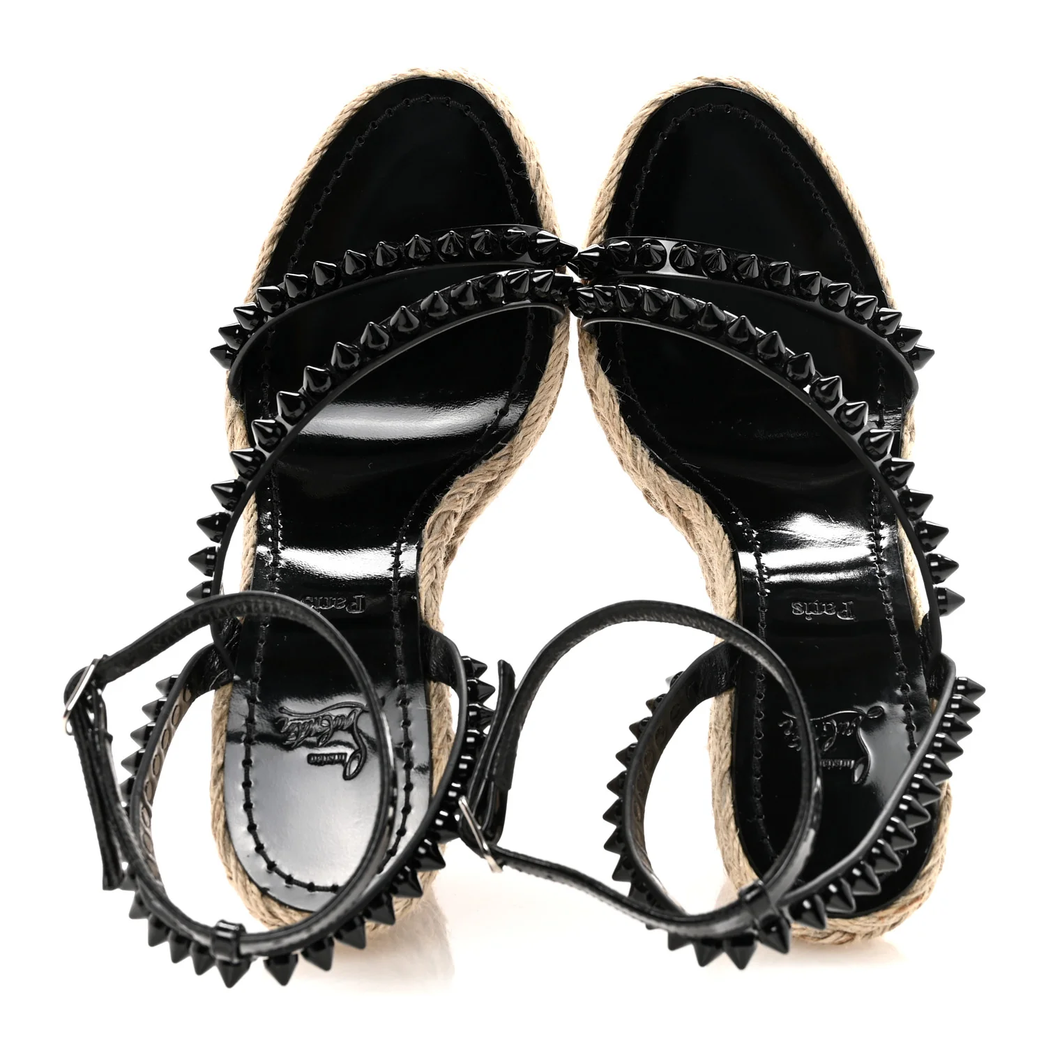 Patent Mafaldina 120 Wedge Sandals 37 Black