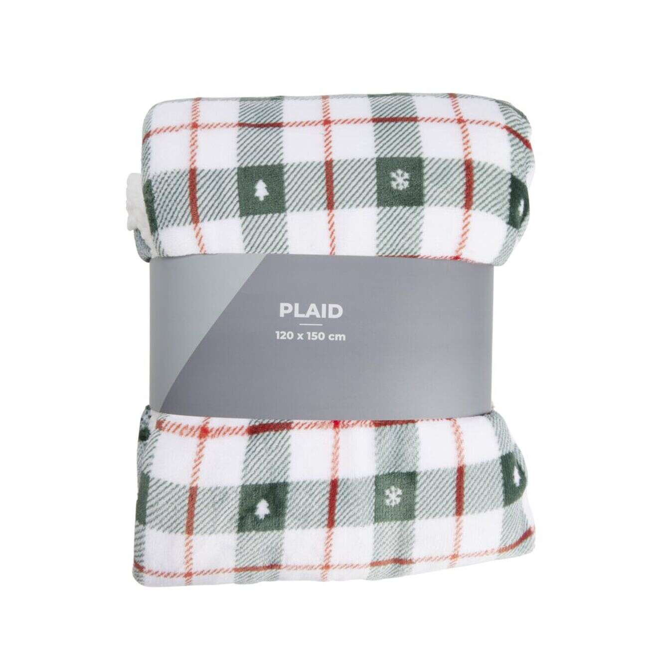 Plaid pilou pilou sherpa blanc motif tartan vert 120x150cm