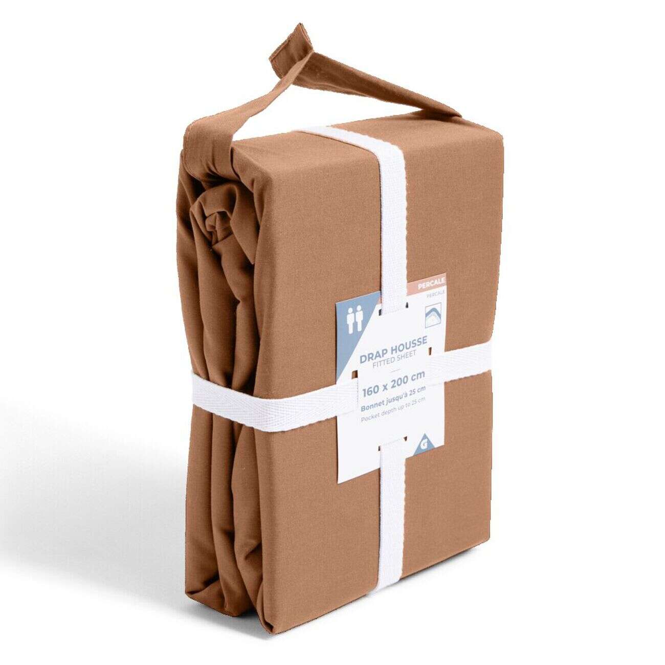 Drap housse 160x200cm 100% coton percale rouge