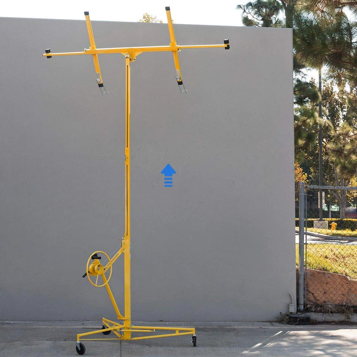 2025 Stark USA 65044 65044 Élévateur de plaques de plâtre 11' Jaune Roulant Cric de levage pour panneaux de placoplâtre