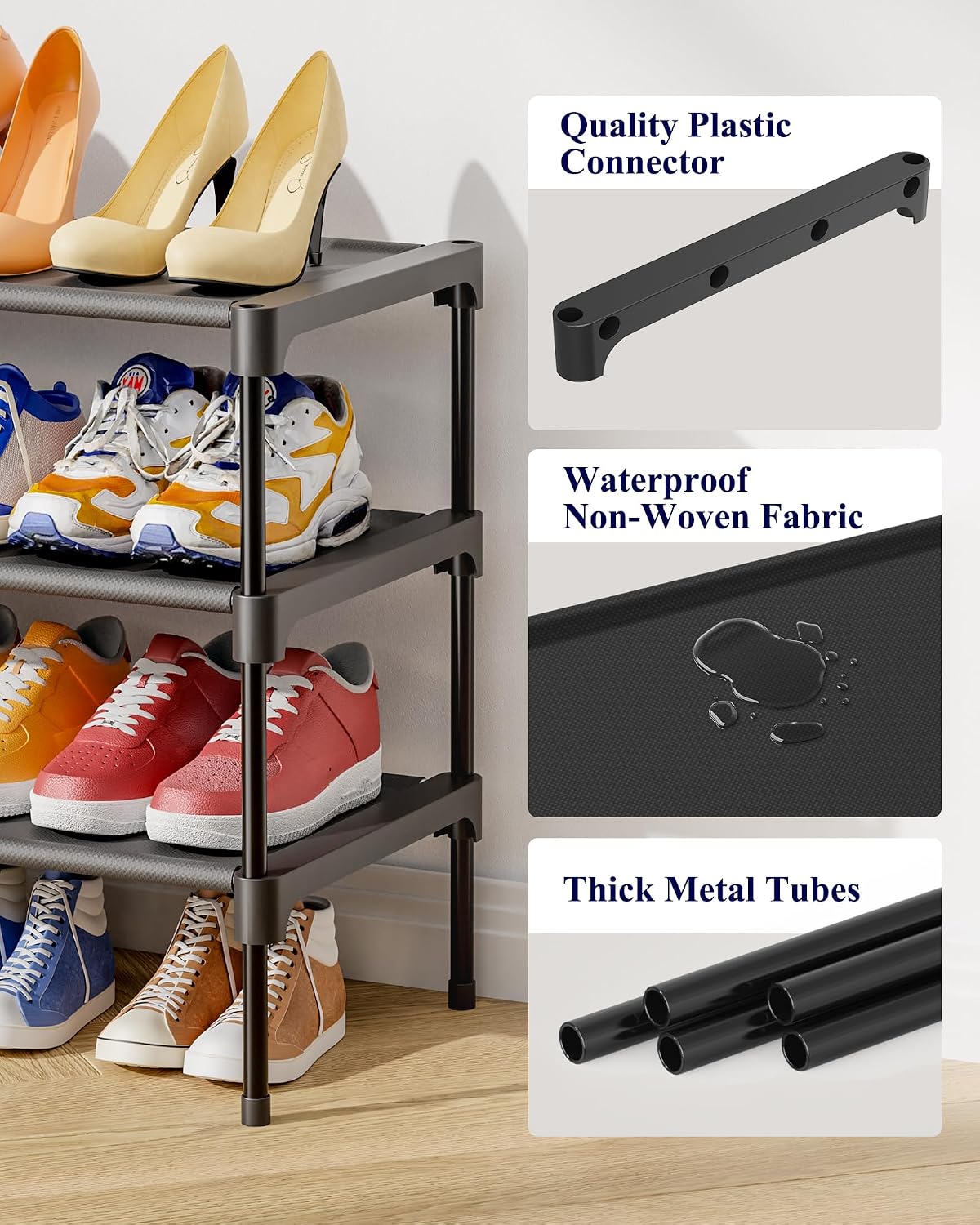 Kitsure Shoe Rack - Non-Woven Shoe Rack Shelf, 27.5