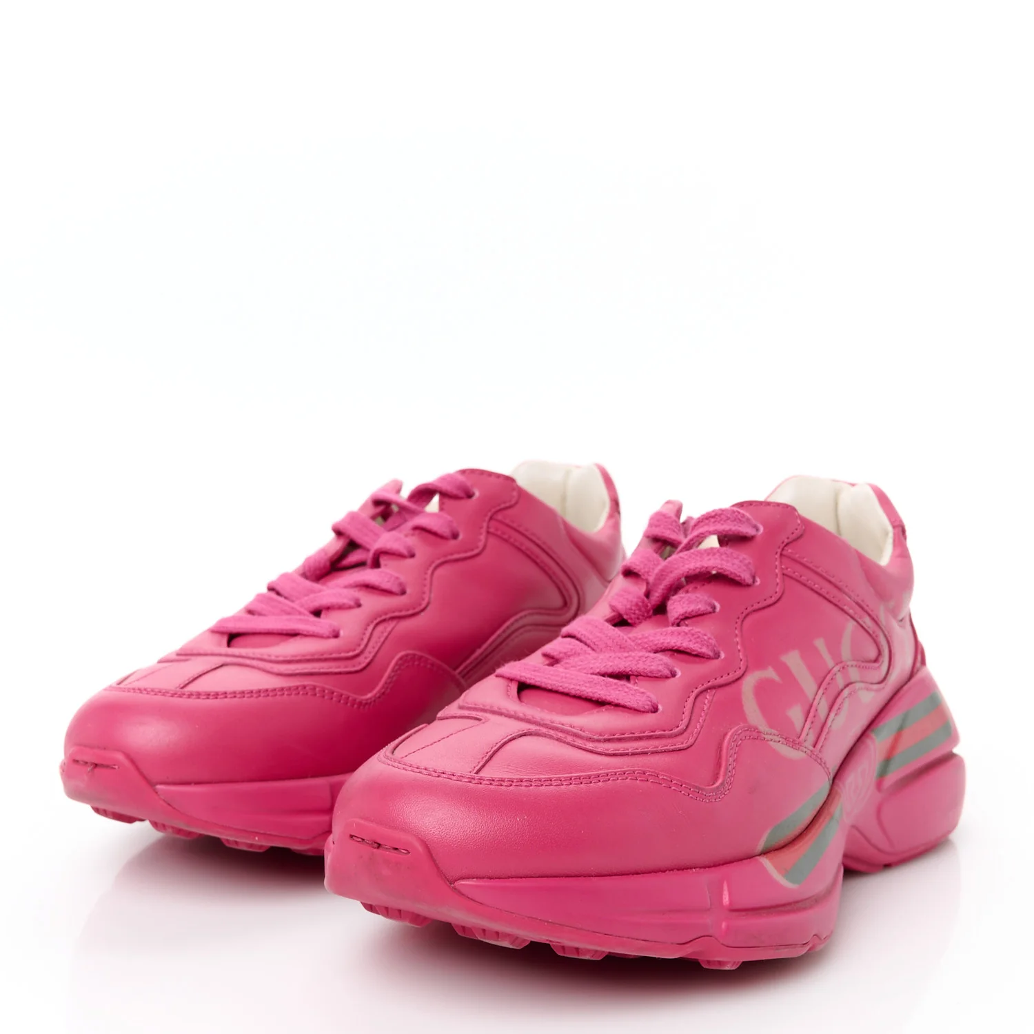 Calfskin Logo Womens Rhyton Sneakers 35 Box Pink