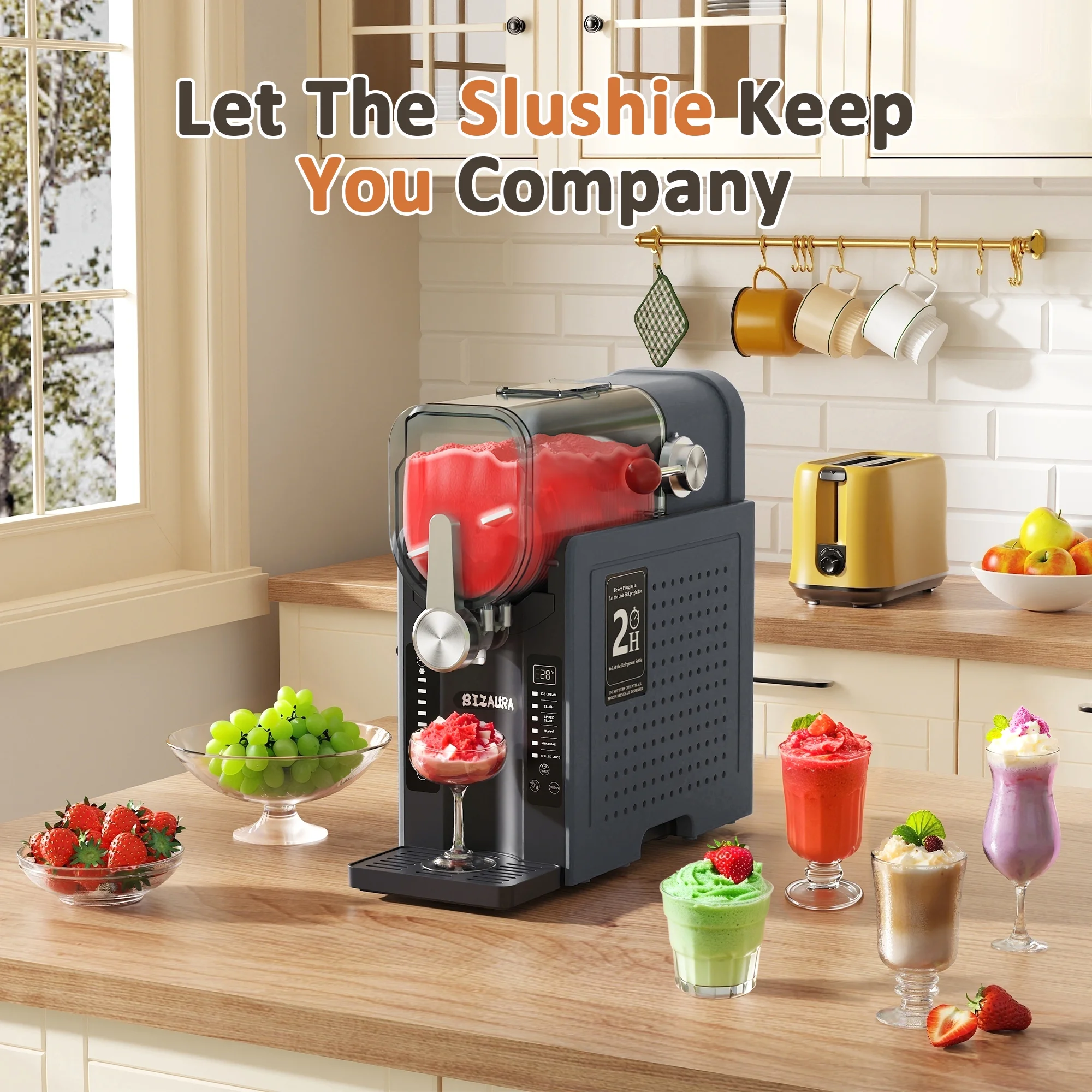 Slushie Machine, Slushy Machine for Home No Ice Need, Professional Frozen Drink Maker, 6 Presets for Milkshakes, Frapp��s, Slush, Ice Cream(Gray) - Image 8