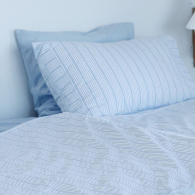 Bedding Collection dynetrekk 140x200+50x70 cm powder blue stripes