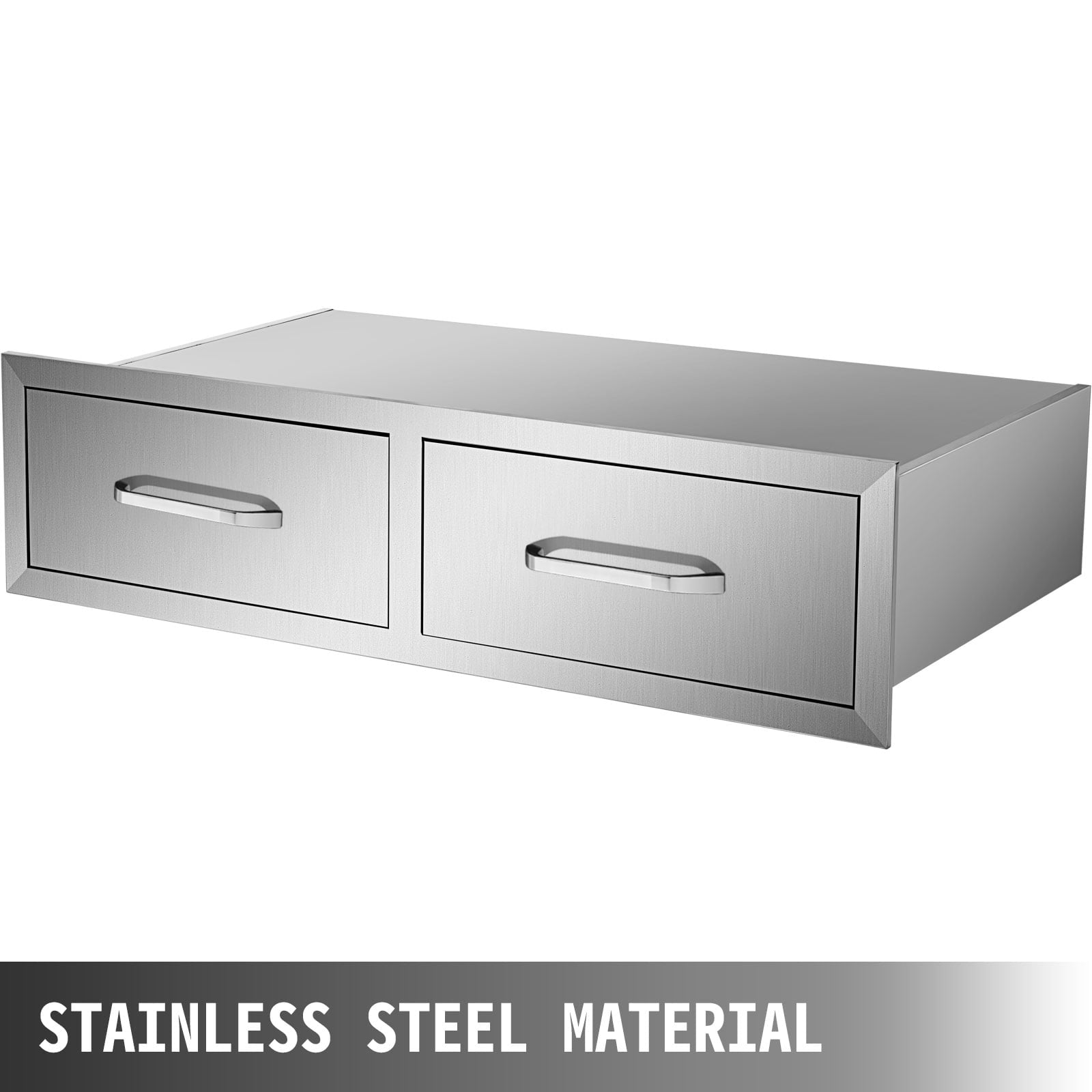 Outdoor Kitchen Drawers 30Wx10Hx20D. Horizontal Double Access BBQ Drawers with Stainless Steel Handle. BBQ Island Drawers for Outdoor Kitchens or BBQ Island Patio Grill Station