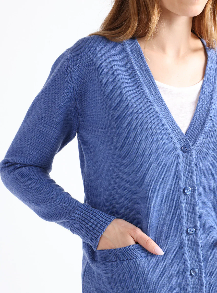Gilet femme en laine bleu élégant