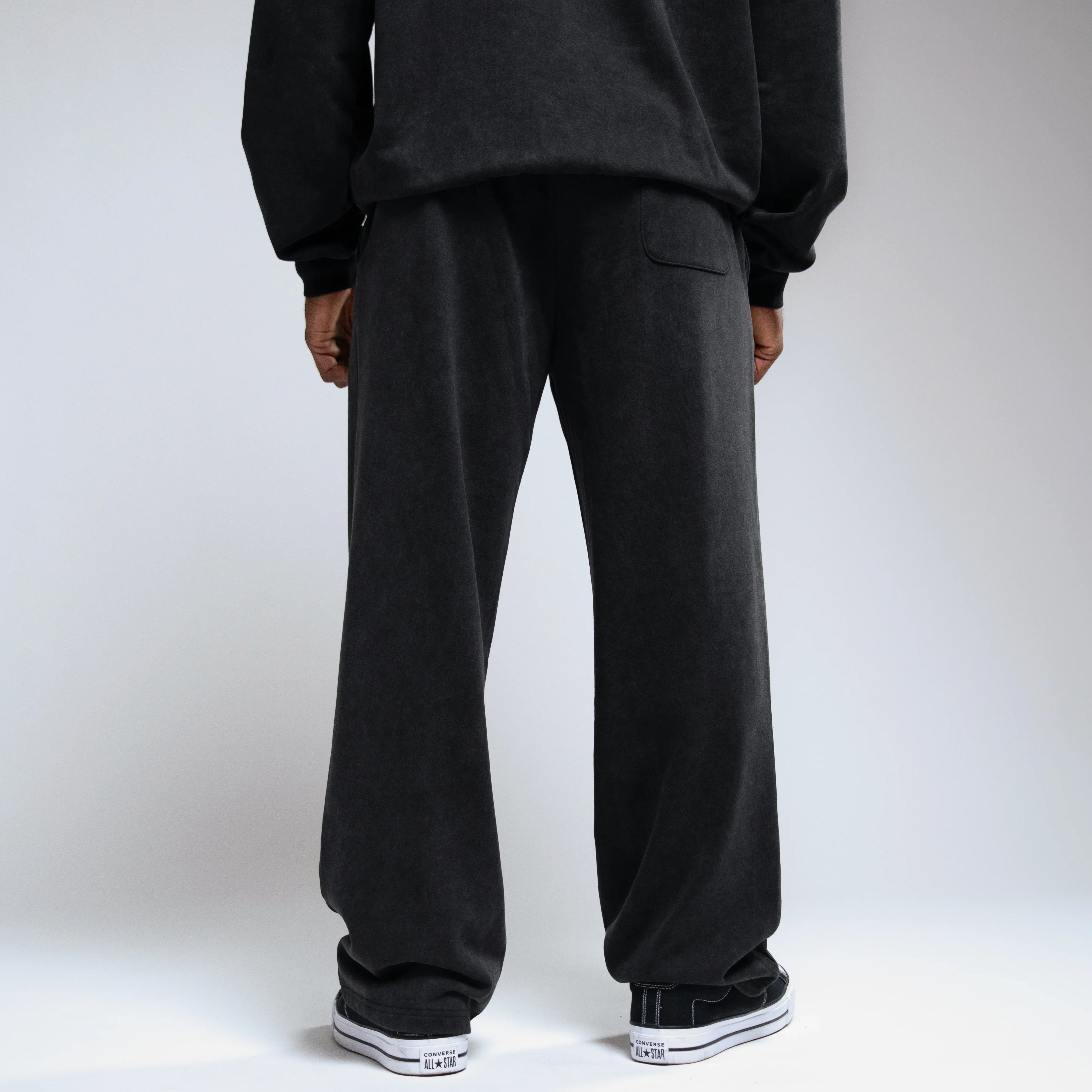 WASHED BLACK OVERSIZED STRAIGHT LEG SWEATPANTS