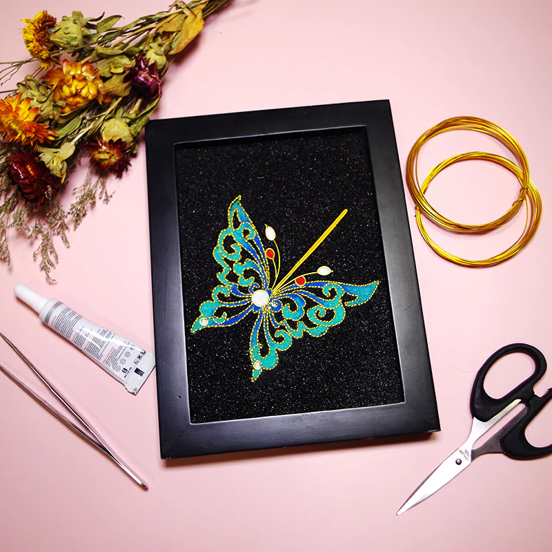 Butterfly,Beginner Cloisonné Enamel DIY Kit, with Tutorial& All Tools
