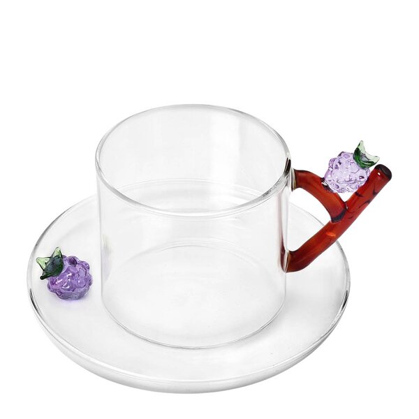 Fruits & Flowers tekopp med skål 30 cl bjørnebær