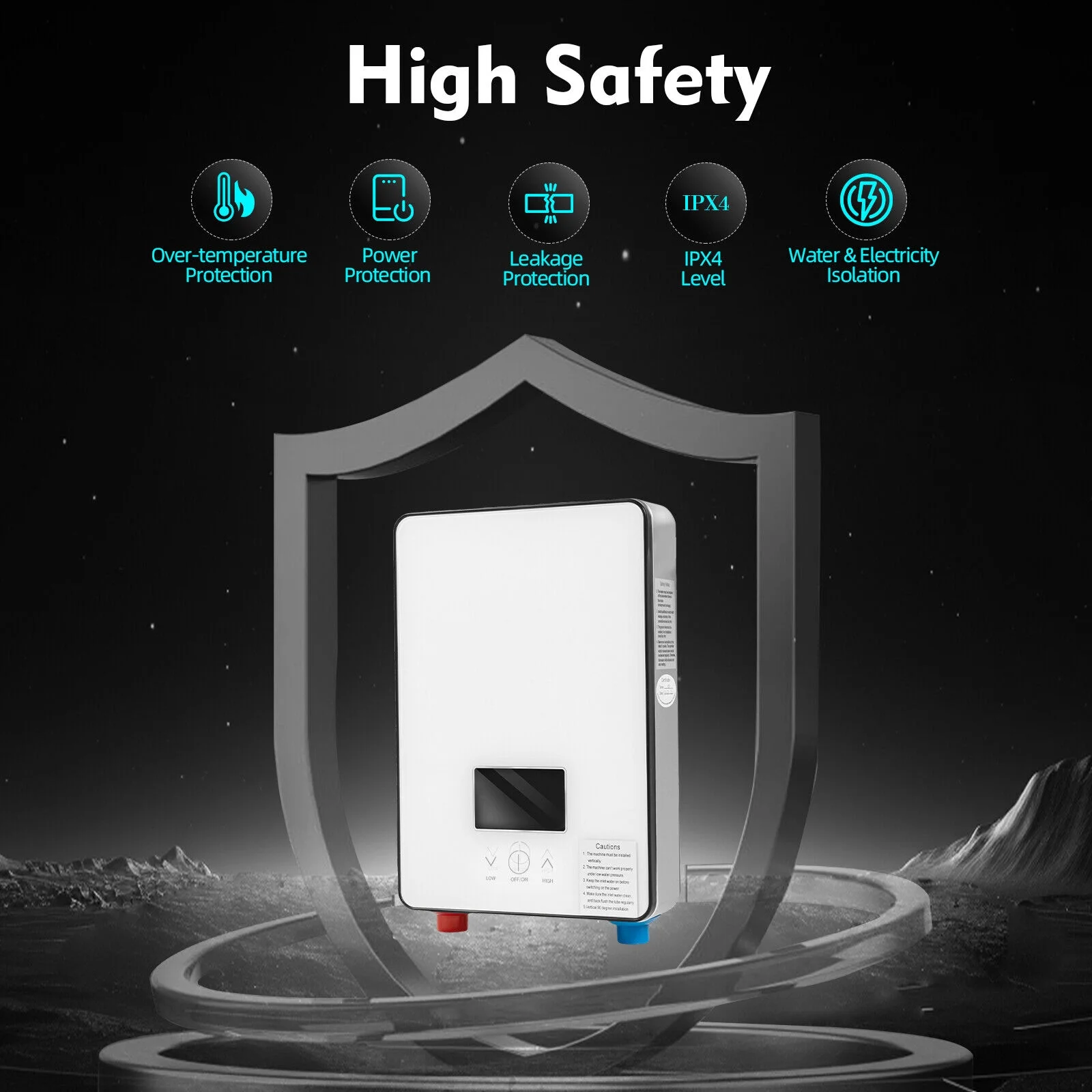 4500W Whole House Electric Water Heater Tankless Instant Water Heater with Shower Head 110V 30 - 55
