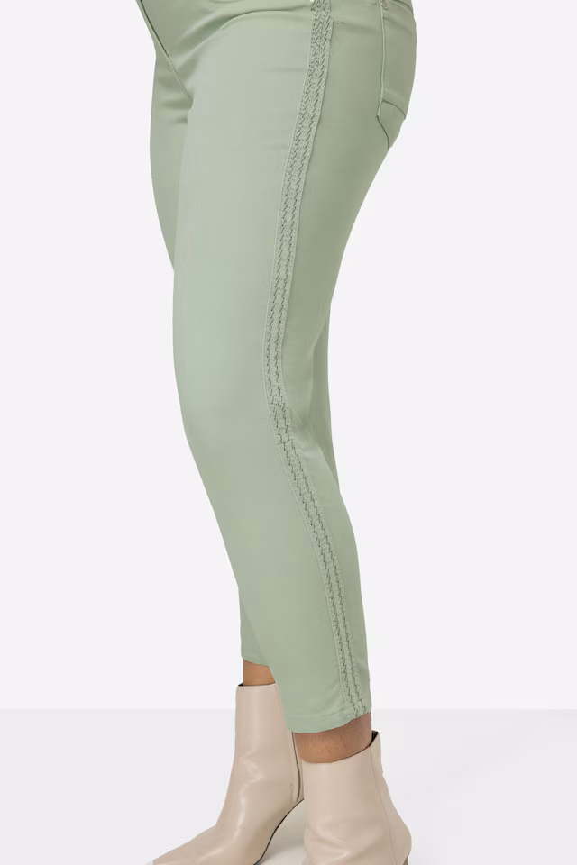 Slim Fit Semi-Elastic Waist Sequined Stripe Twill Pants