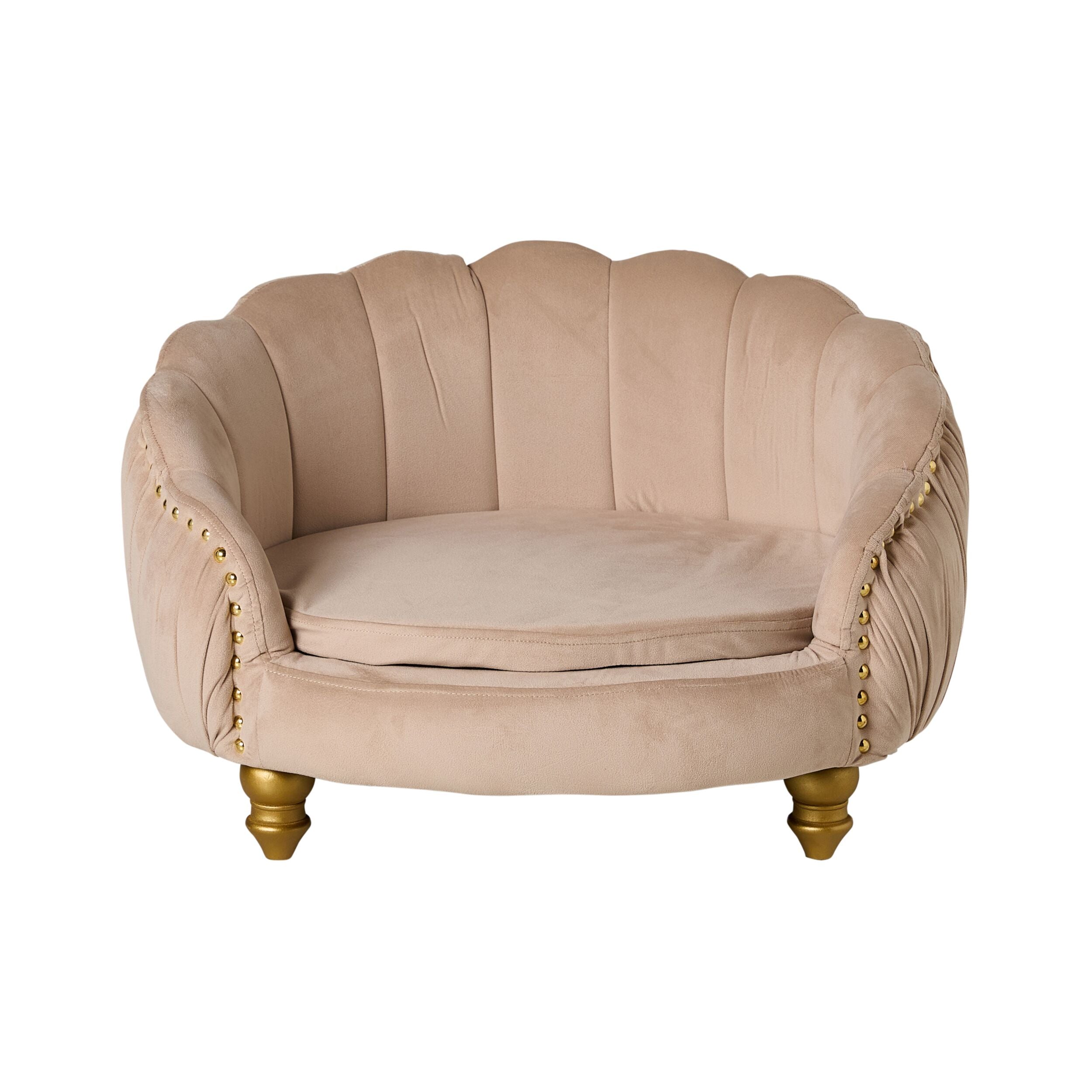 Antoinette Rouched Velvet Pet Bed Champagne
