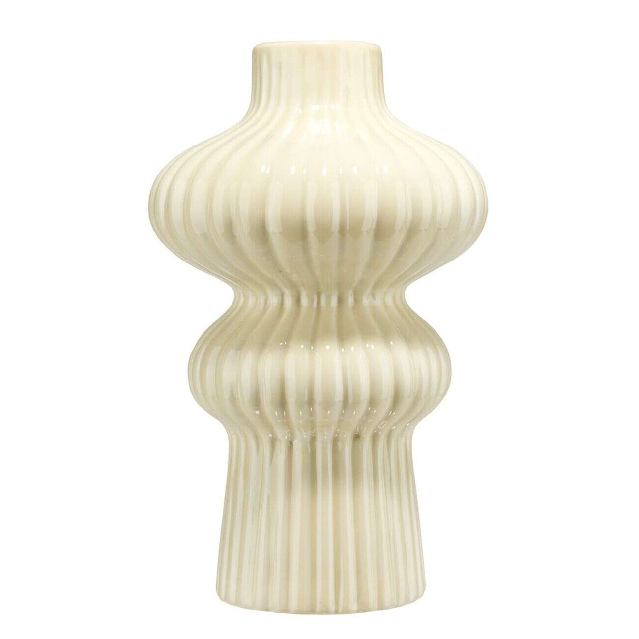 Vase arrondi contemporain céramique beige H24,5cm