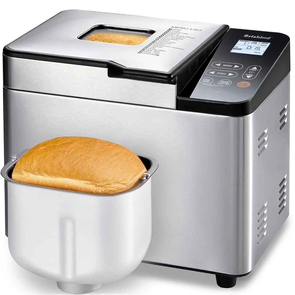 Briskind 2 lb Bread Maker Machine with Ceramic Pan, 19-in-1, Clear Text LCD