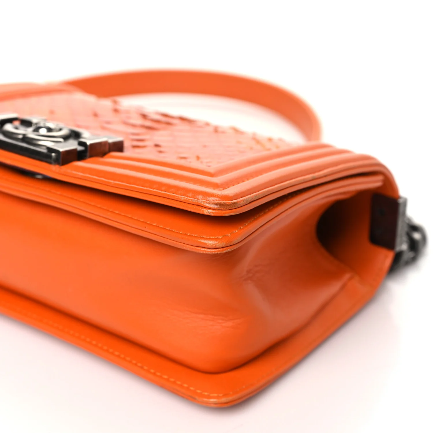 Snakeskin Small Boy Flap Orange