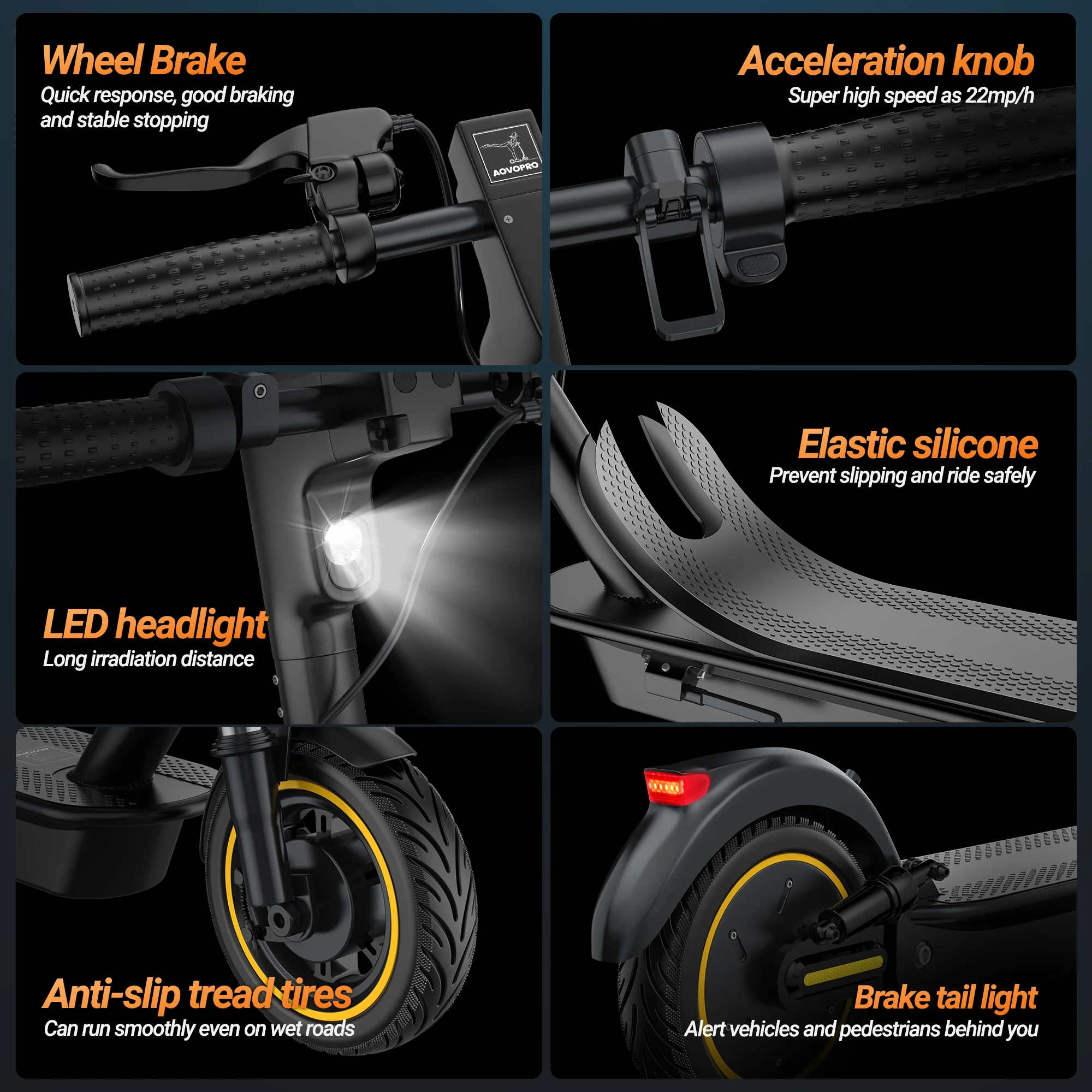 AOVOPRO ESMAX 500W 10' Foldable Electric Scooter for Adults with Air Tire and Dual Shock Absorption, Dual Braking