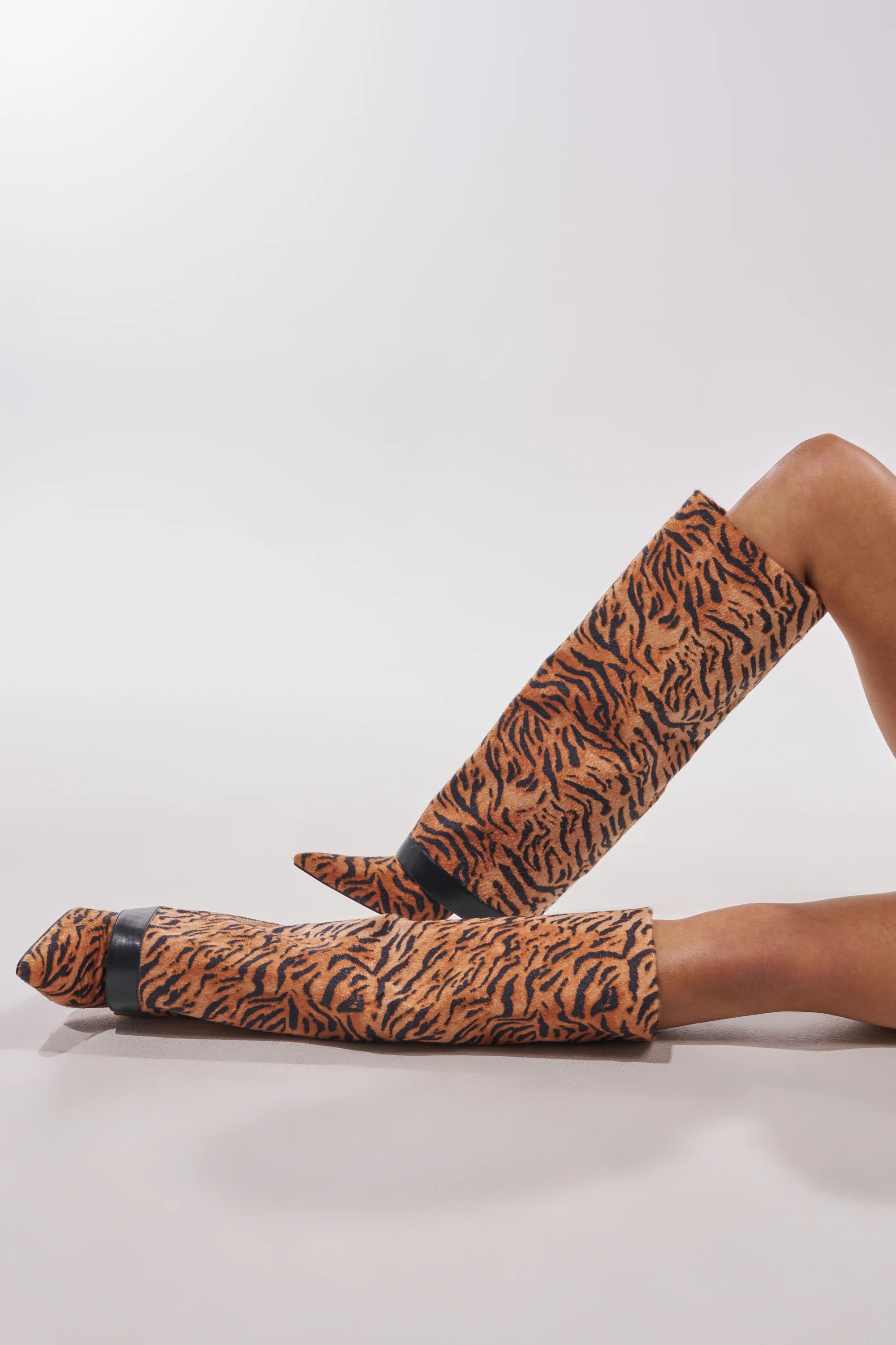AZALEA WANG JUST TIGER STILETTO FOLD OVER BOOT - Akira Store