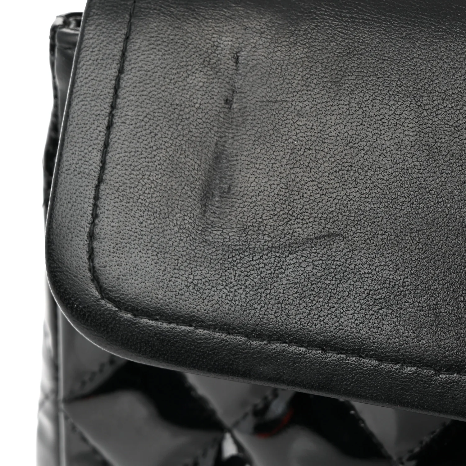 Patent Quilted Medium Double Flap Black