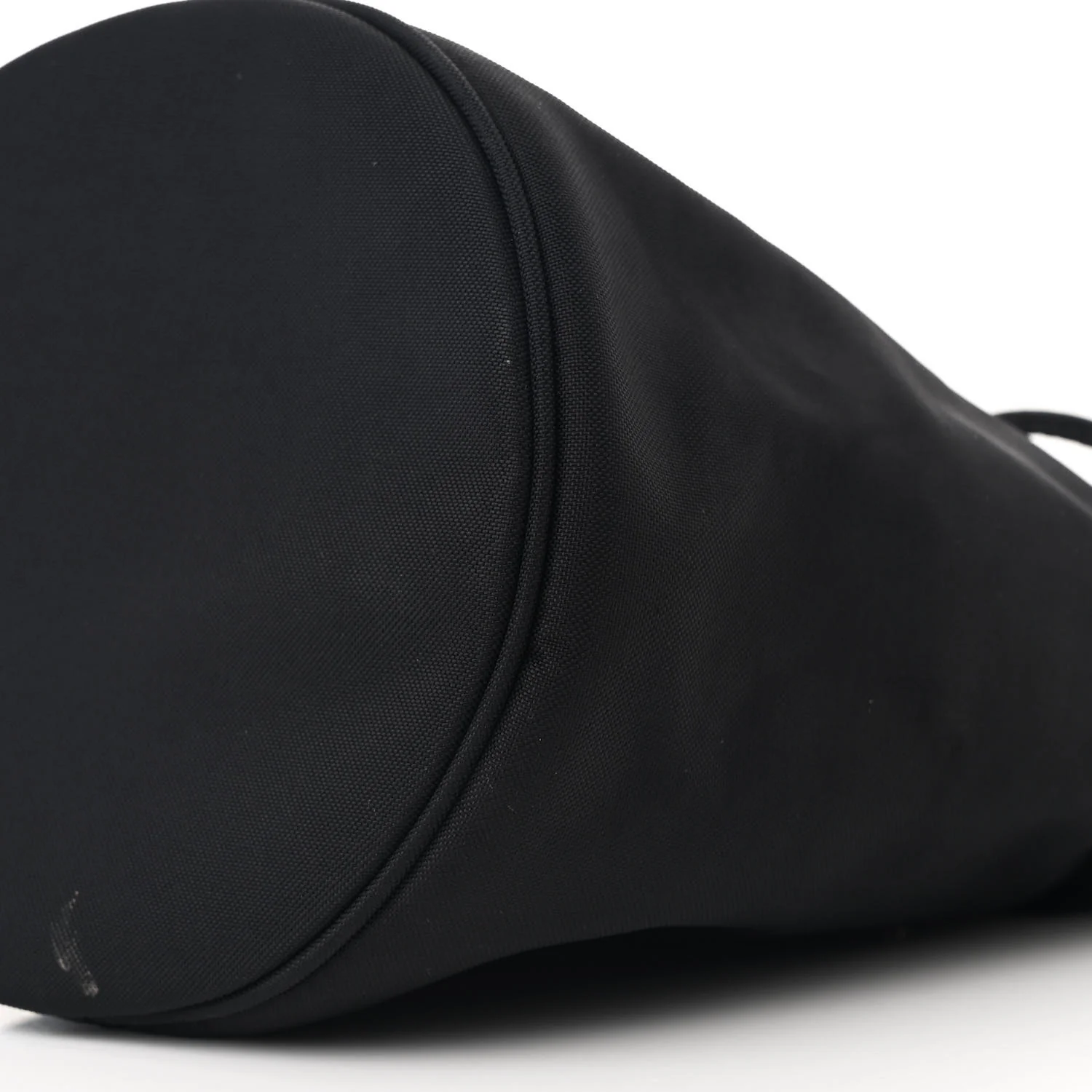 Recycled Sport Nylon Logo Embroidered Wheel Drawstring Bucket Bag Black White