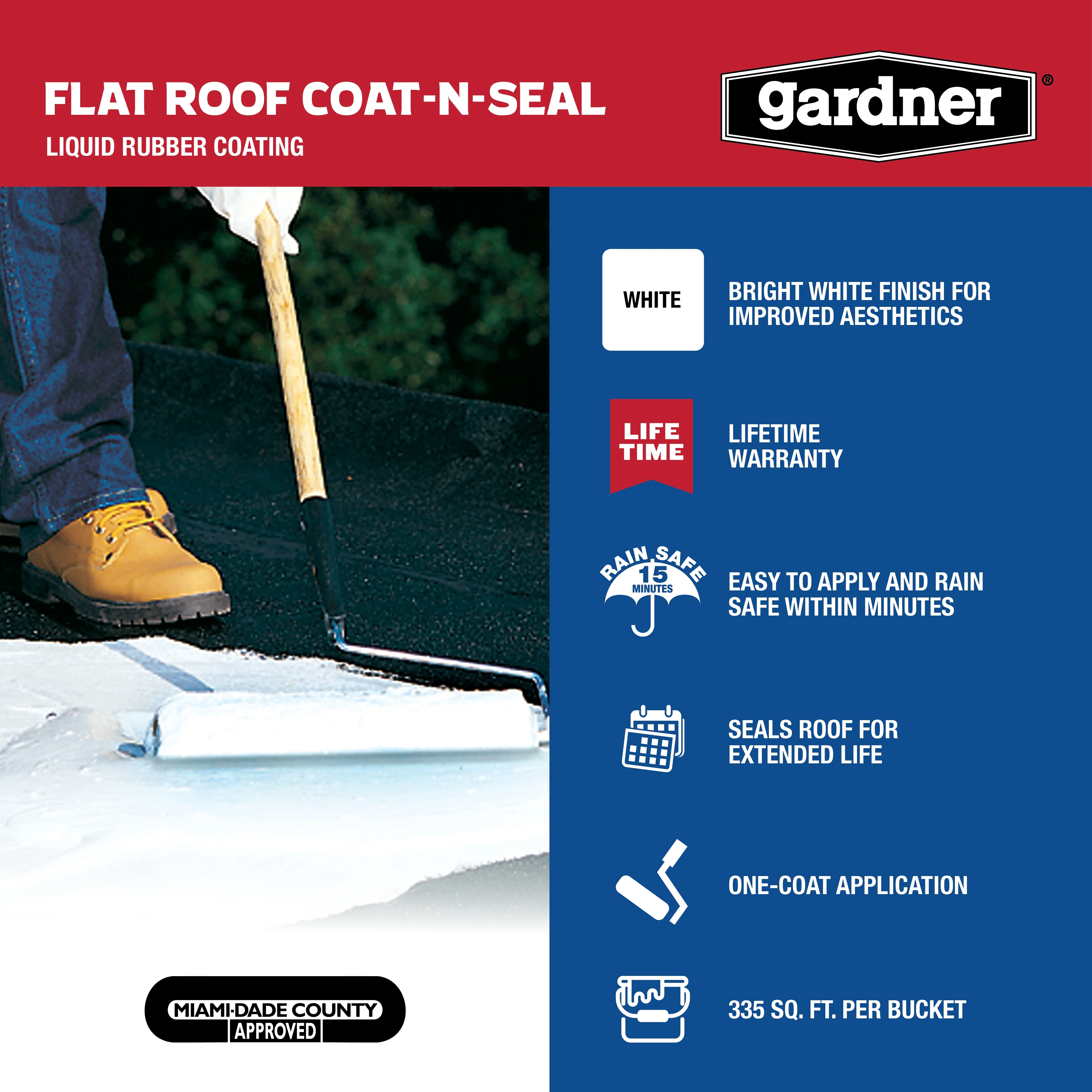 Flat Roof Coat N Seal Liquid Rubber Coating, White, 5 Gallon(5 gal/White) Image 4