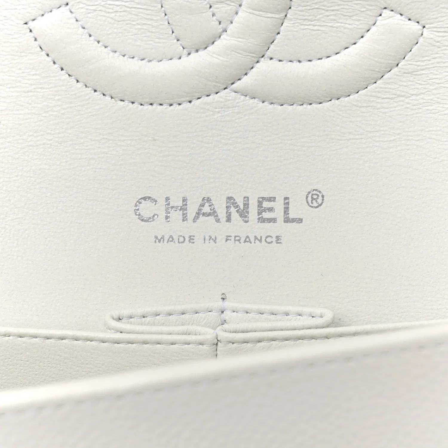 Caviar Quilted Medium Double Flap White