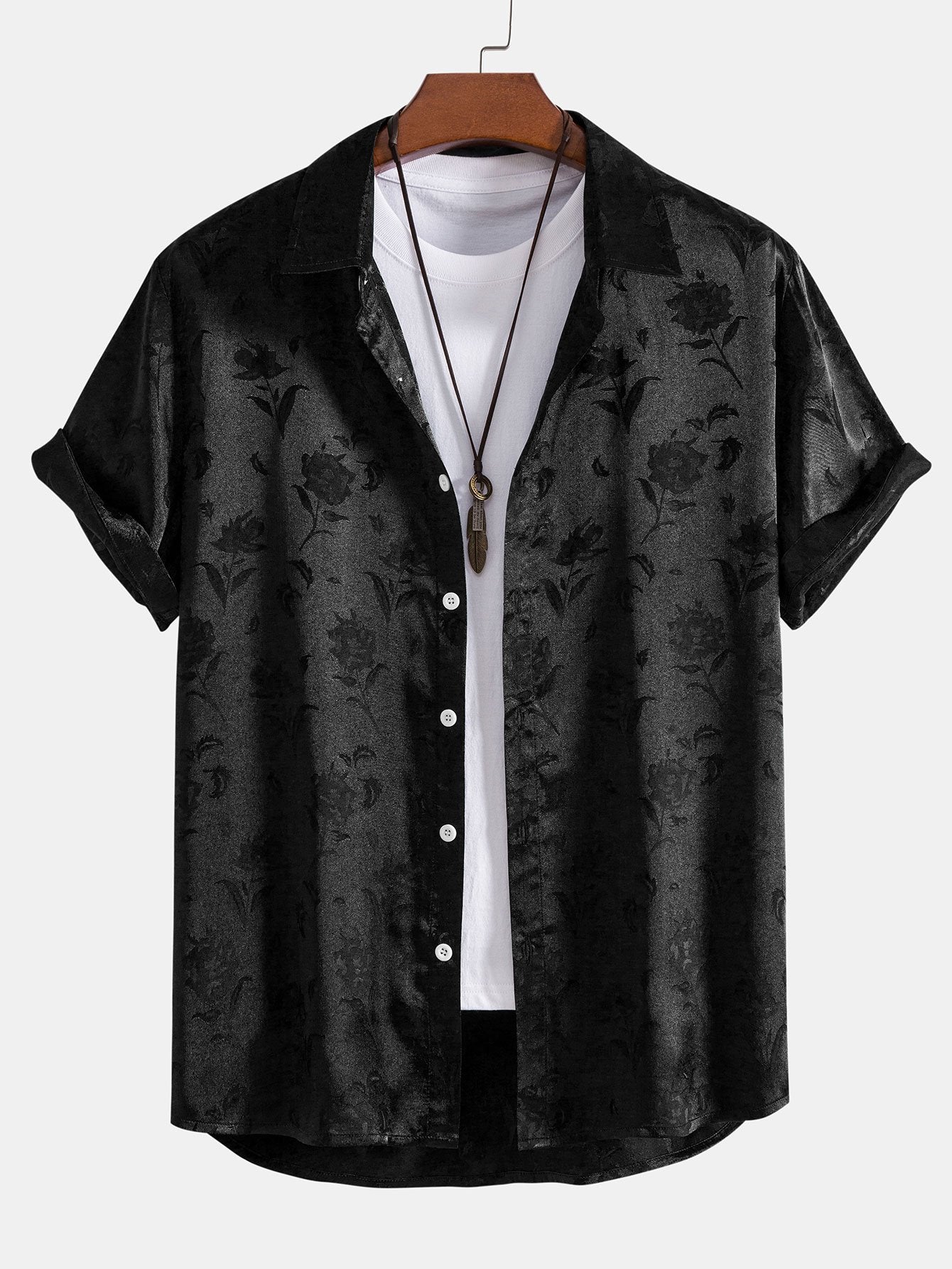 Chemise à fleurs en satin et short en satin de 7,5 cm