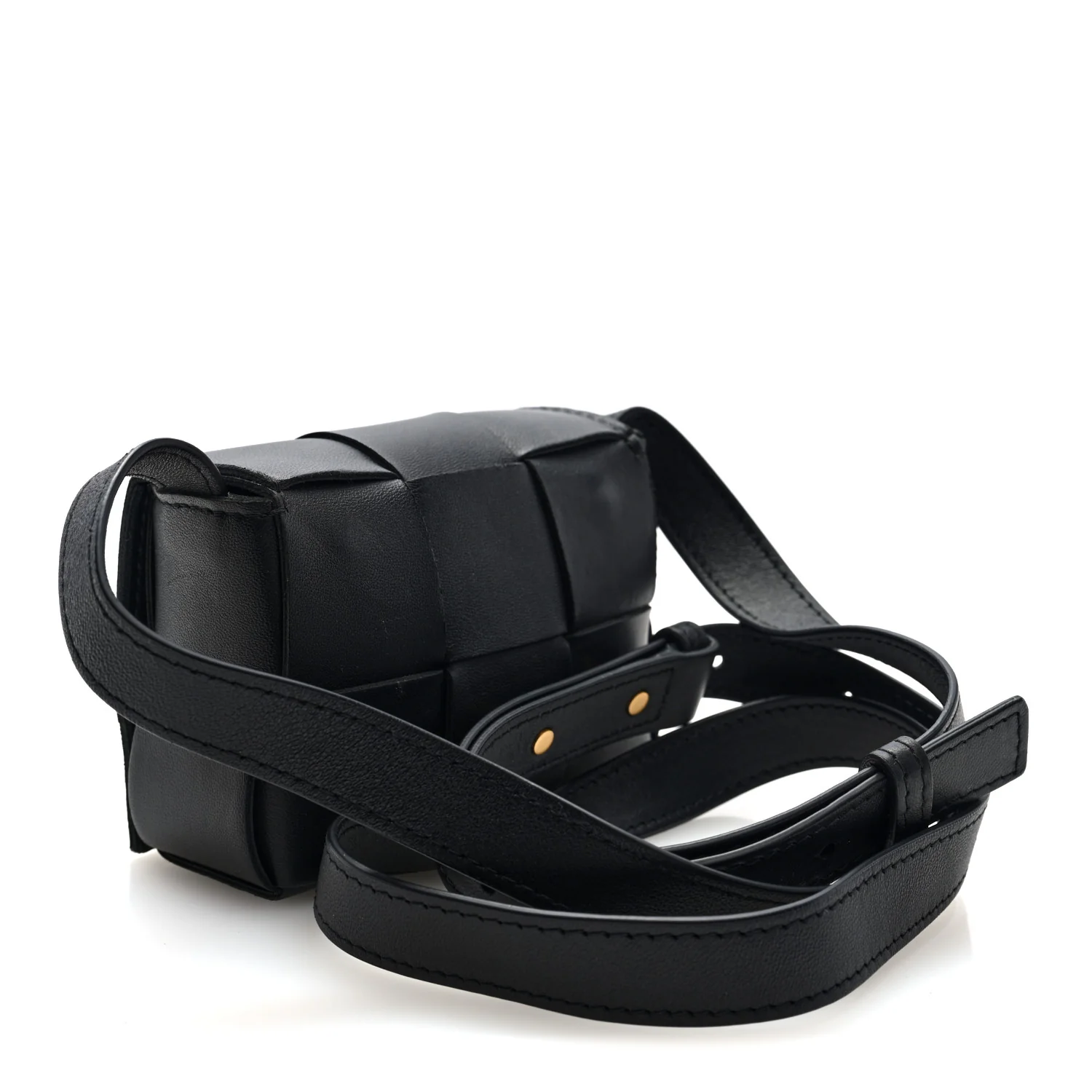 Lambskin Maxi Intrecciato Extra Mini Cassette Crossbody Bag Black