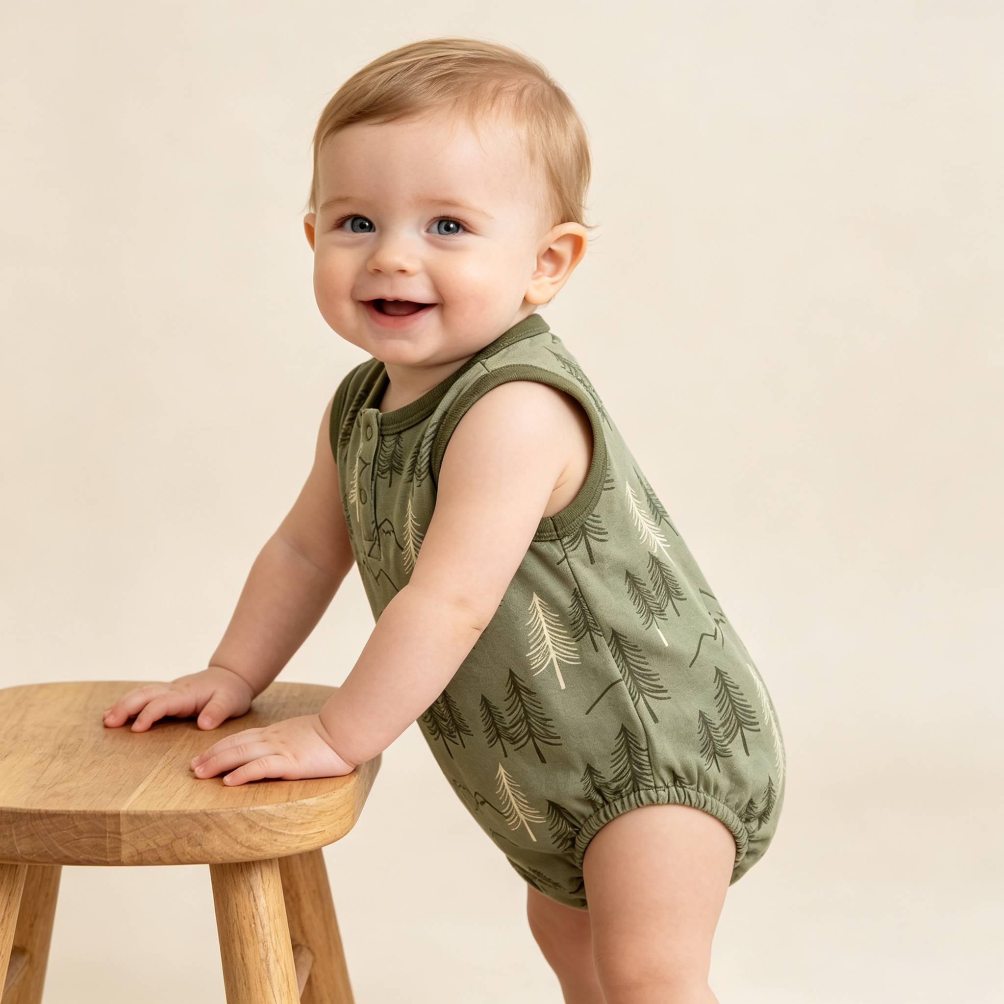 Cute Full Print Sleeveless Baby Bodysuit Back Button Design Toddler Home Wear Breathable Summer Newborn Romper