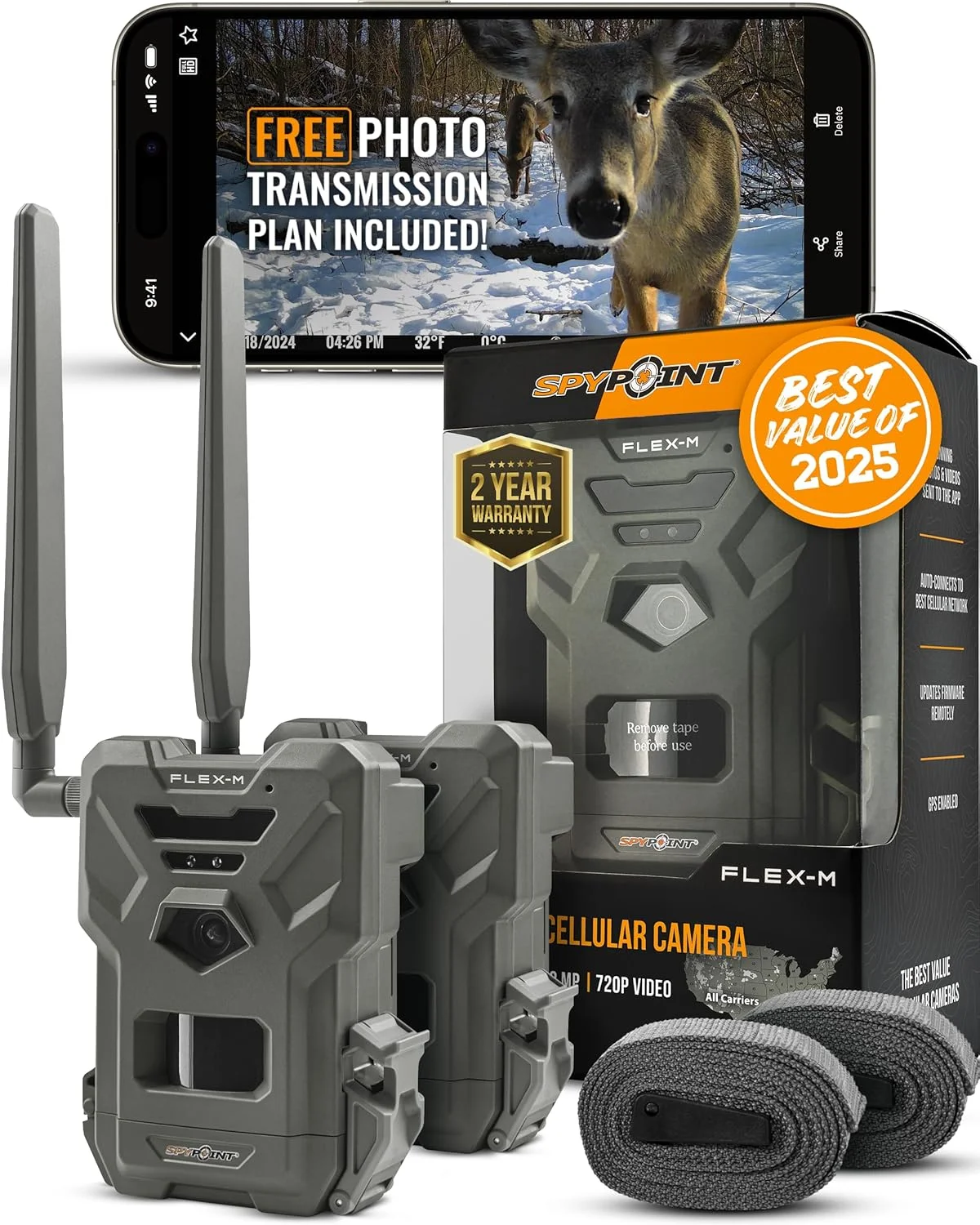 Flex-m Twin Pack Cellular Trail Camera Hunting Trail Monitor with GPS, Night Vision, Dual-Sim LTE, IP65 Water-Resistant(Single) - Image 2