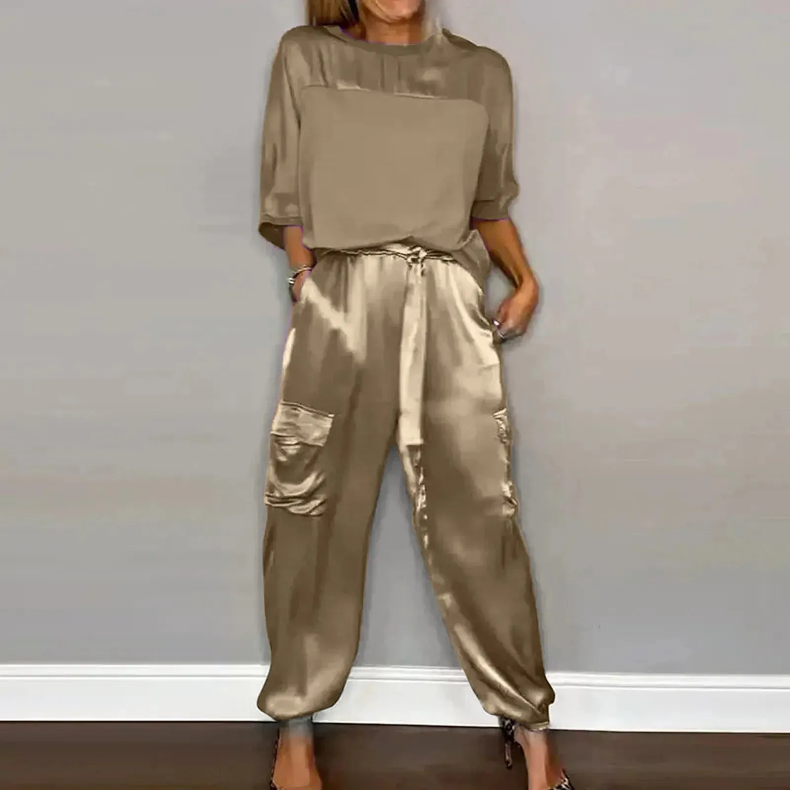 Sophie Paris I Satin Ensemble lounge deux pièces