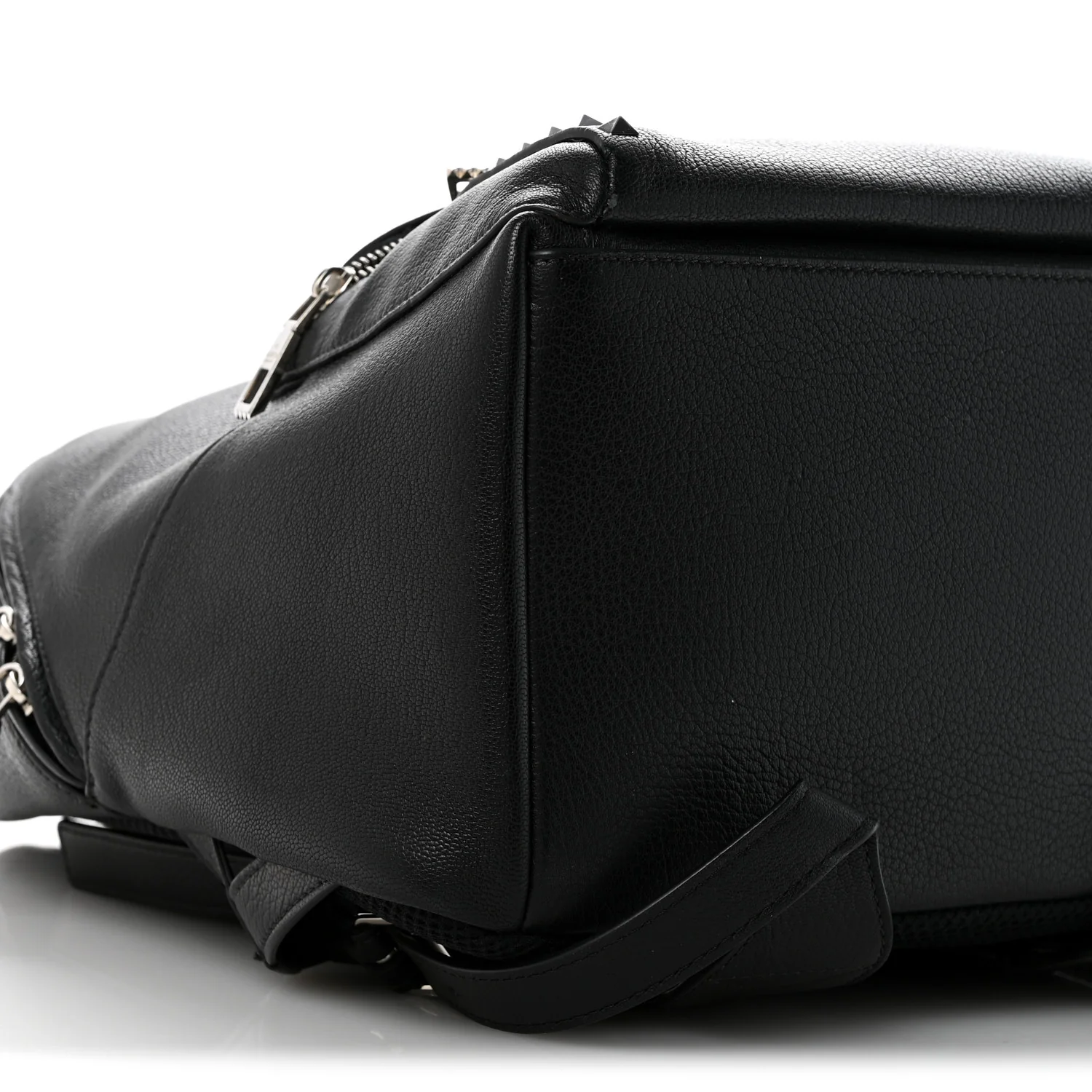 Grained Calfskin Rockstud Backpack Black