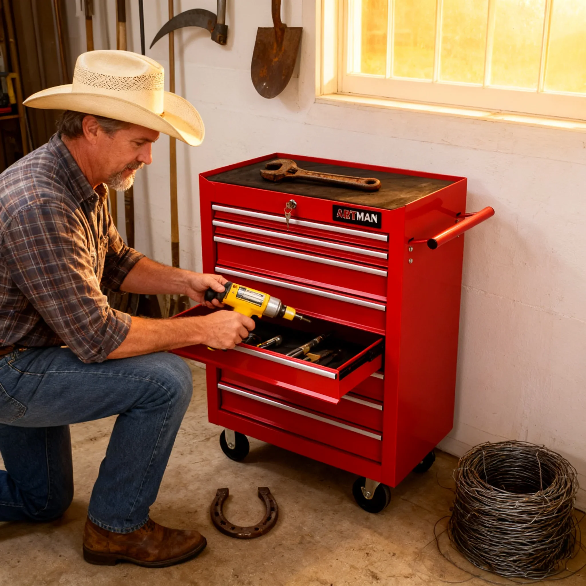 ARTMAN 7 Drawer Tool Rolling Storage Cart ,Tool Boxes Tool Chest with Wheels and Drawers for Garage Workshop Warehouse