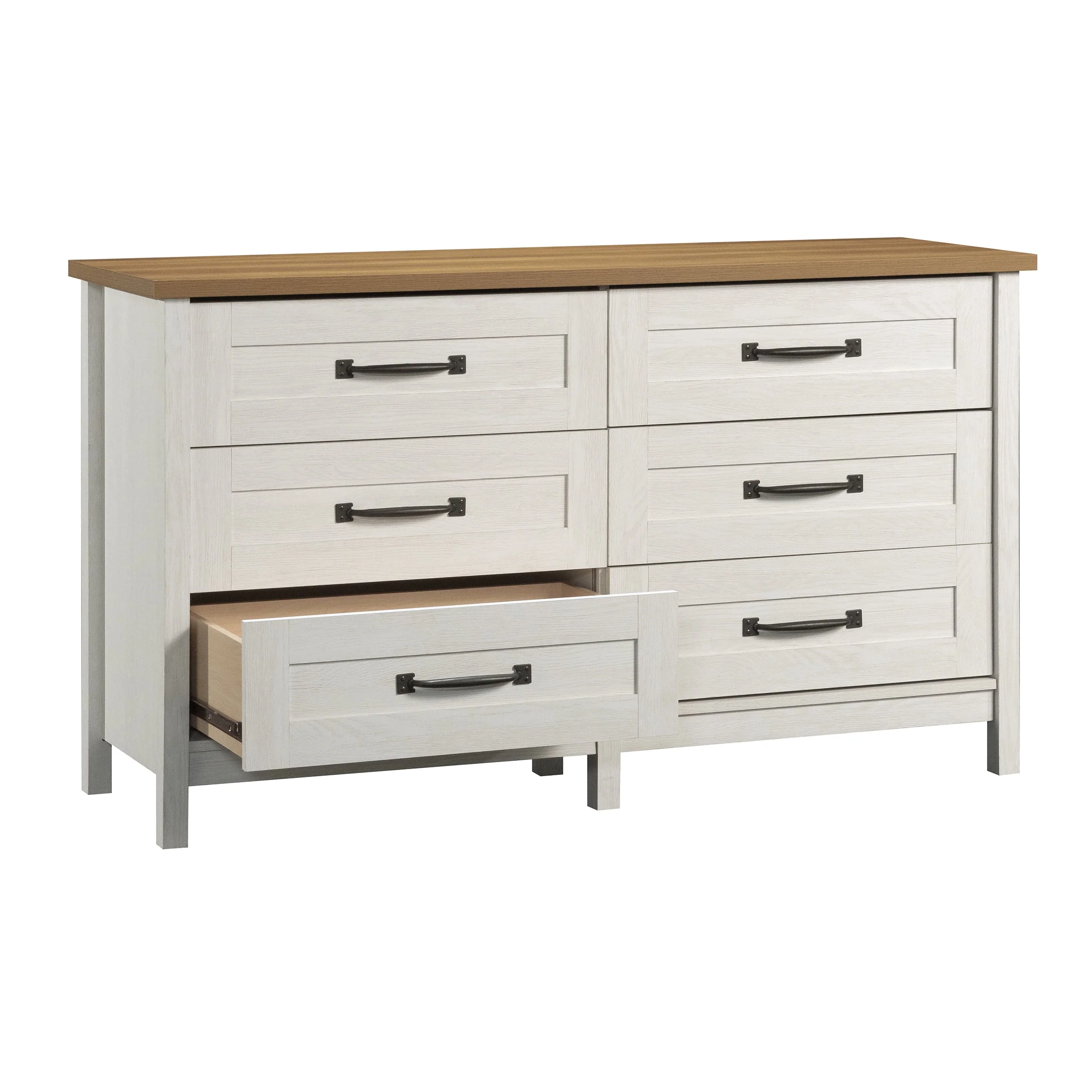 Better Homes & Gardens Modern Farmhouse 6-Drawer Dresser, Rustic White Finish