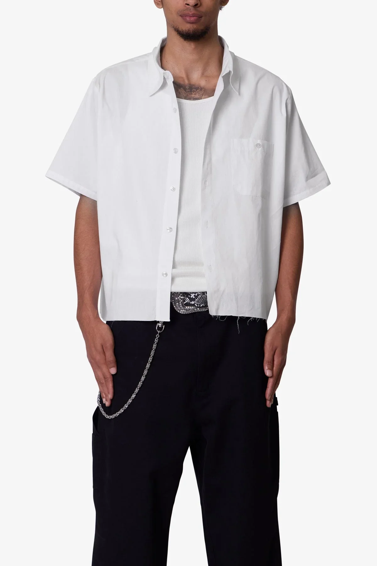 Poplin Cropped S/S Shirt - White