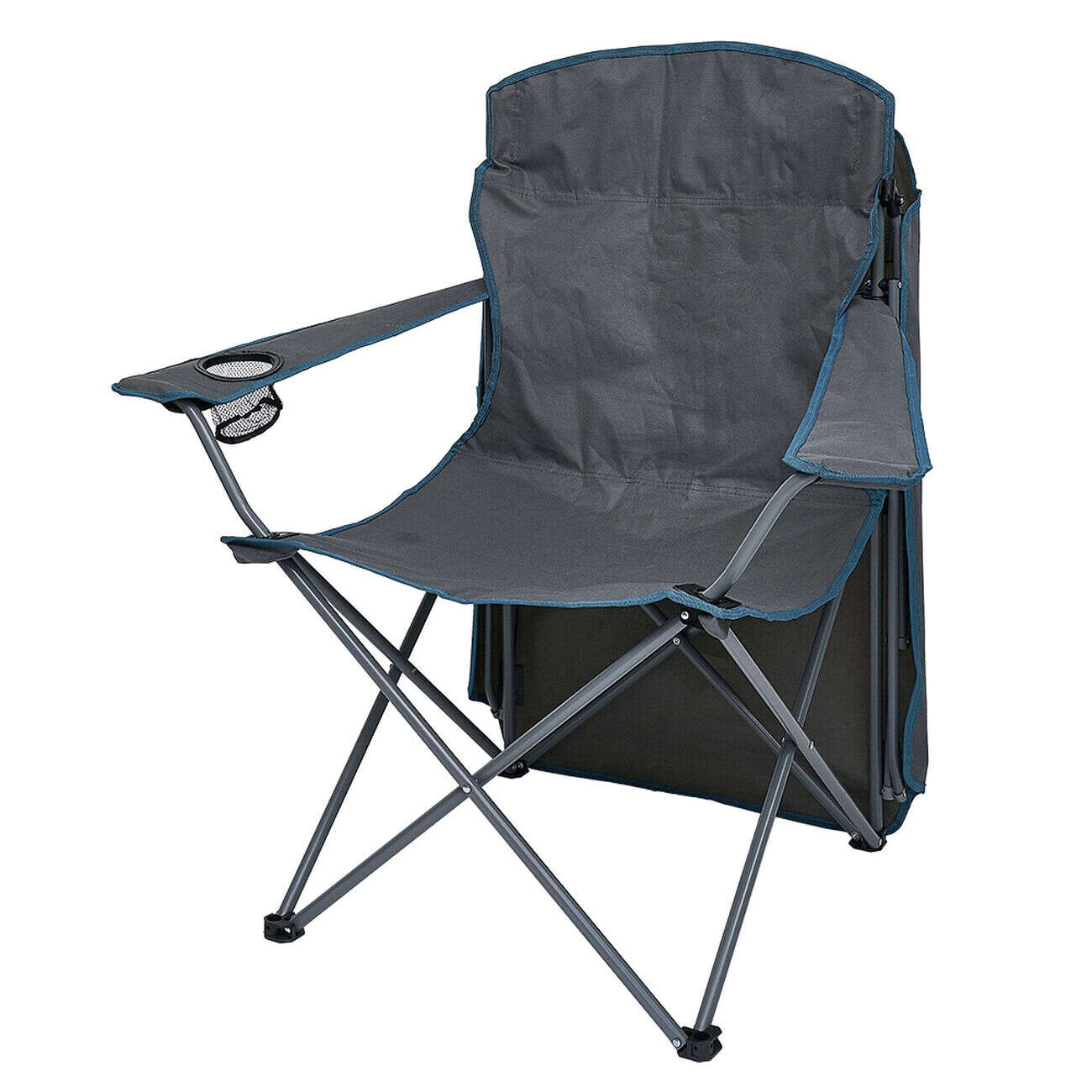 Fauteuil de camping assise large avec parasol amovible gris