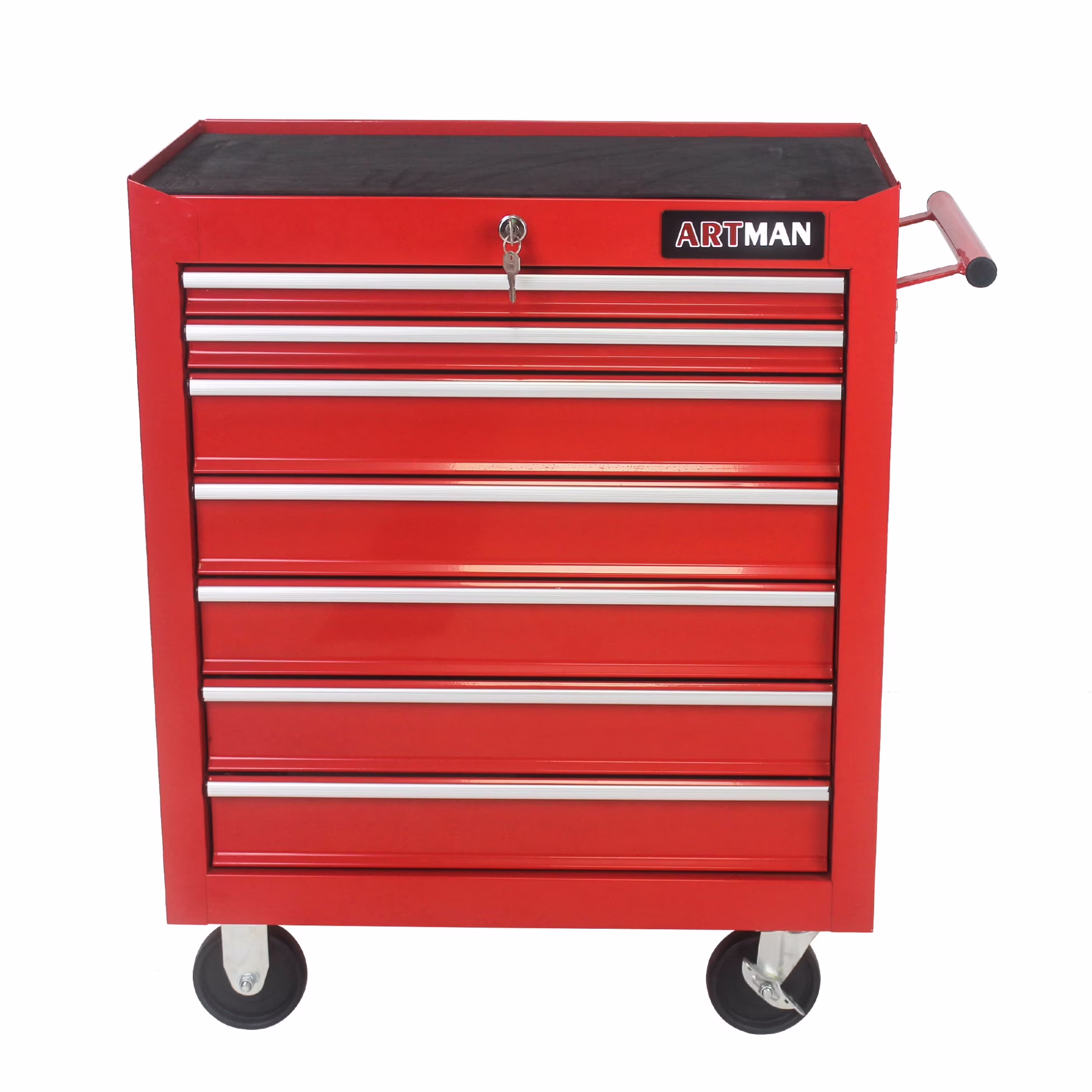 7-Drawer Rolling Tool Chest, Metal Tool Storage Organizer Cart with Locking System and Wheels, Multifunctional Mechanic Tool Cart for Garage, Warehouse, Workshop, Repair Shop, Red