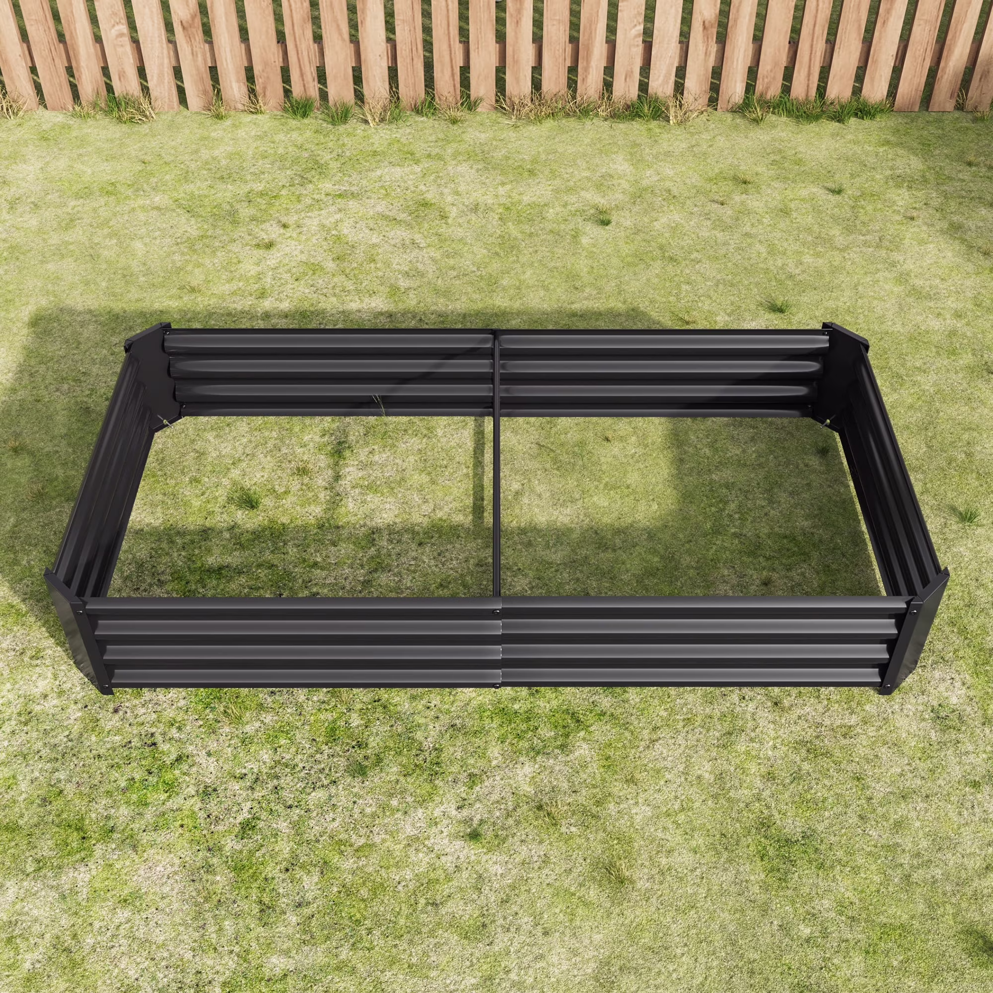 Qumbnk Rectangle Metal Garden Raised Bed Box Planter Bed Box for Outdoor Garden, Black