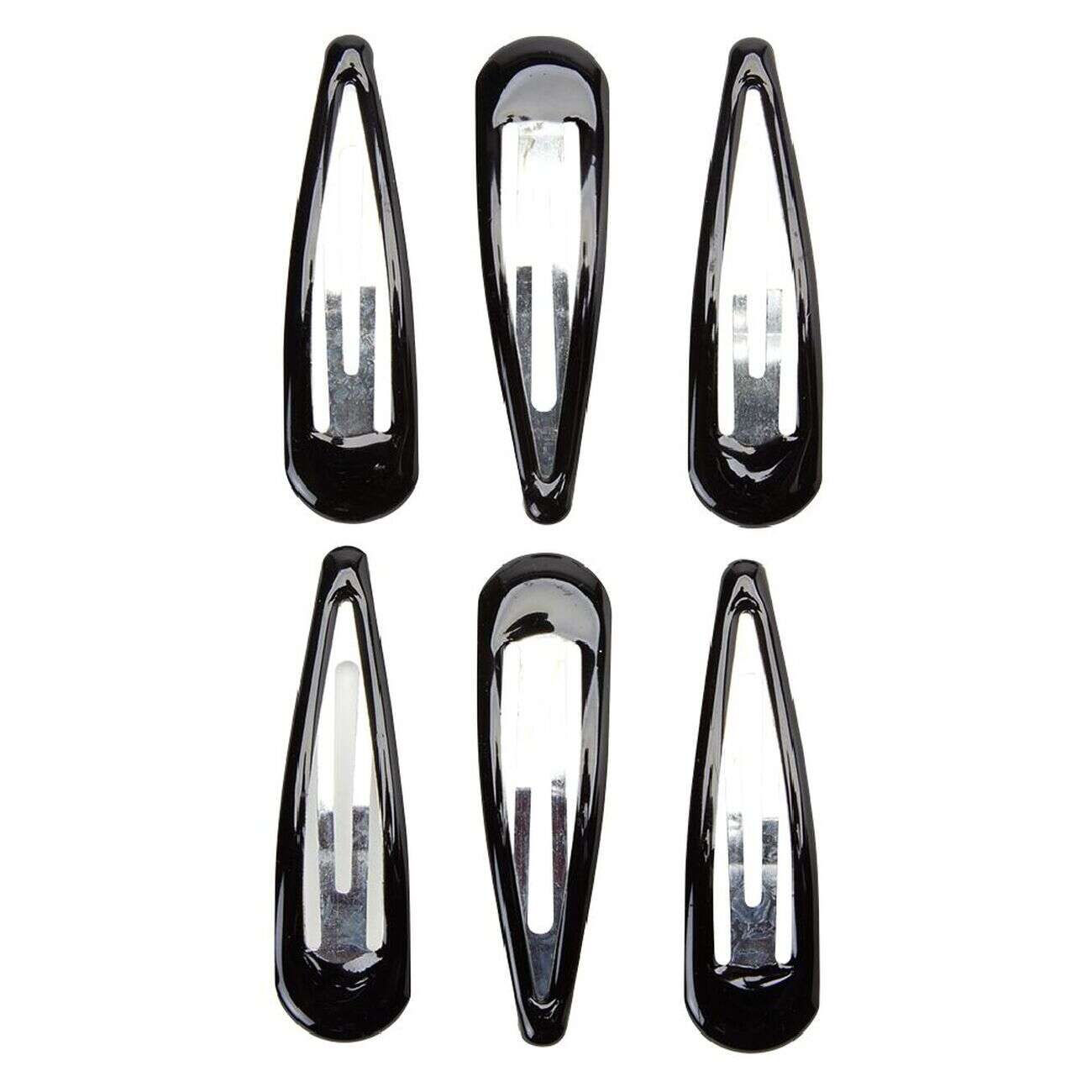 Barrette clic clac métal noir brillant x6