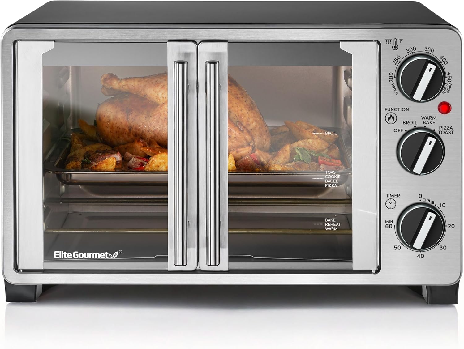 Elite Gourmet ETO2530M Double French Door Oven, 25L, 12