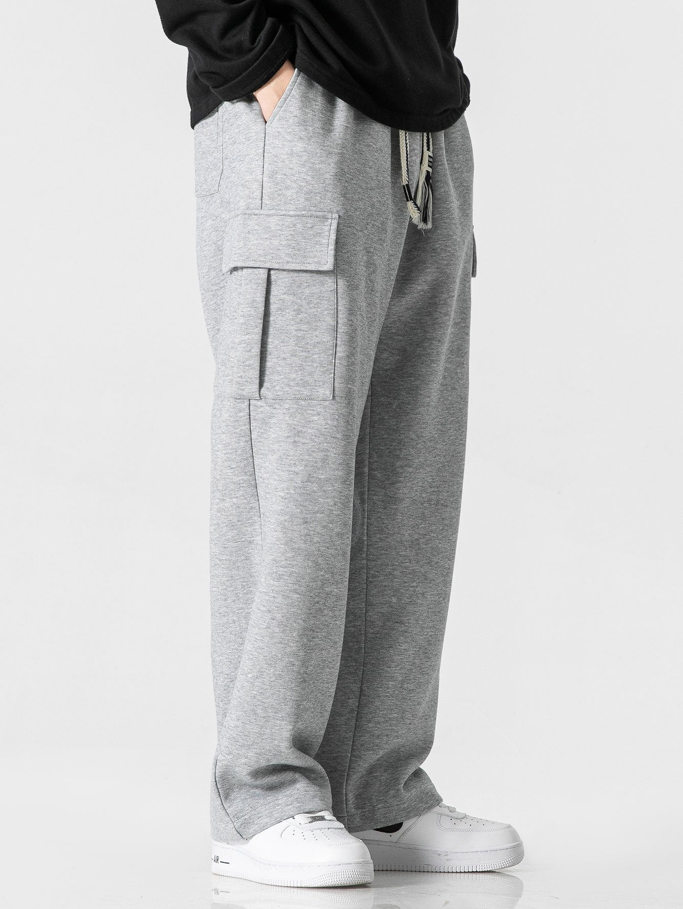 Pantalon cargo en jersey coupe décontractée à jambes droites