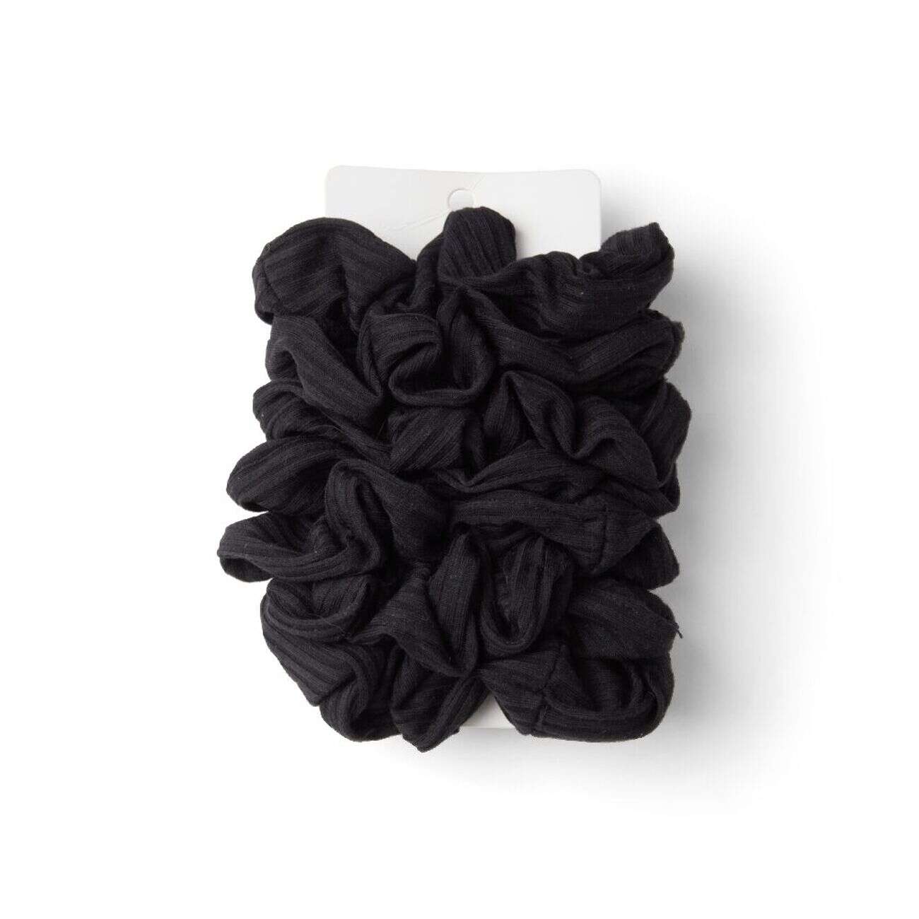 Lot de 8 chouchous scrunchies polyester côtelé noir