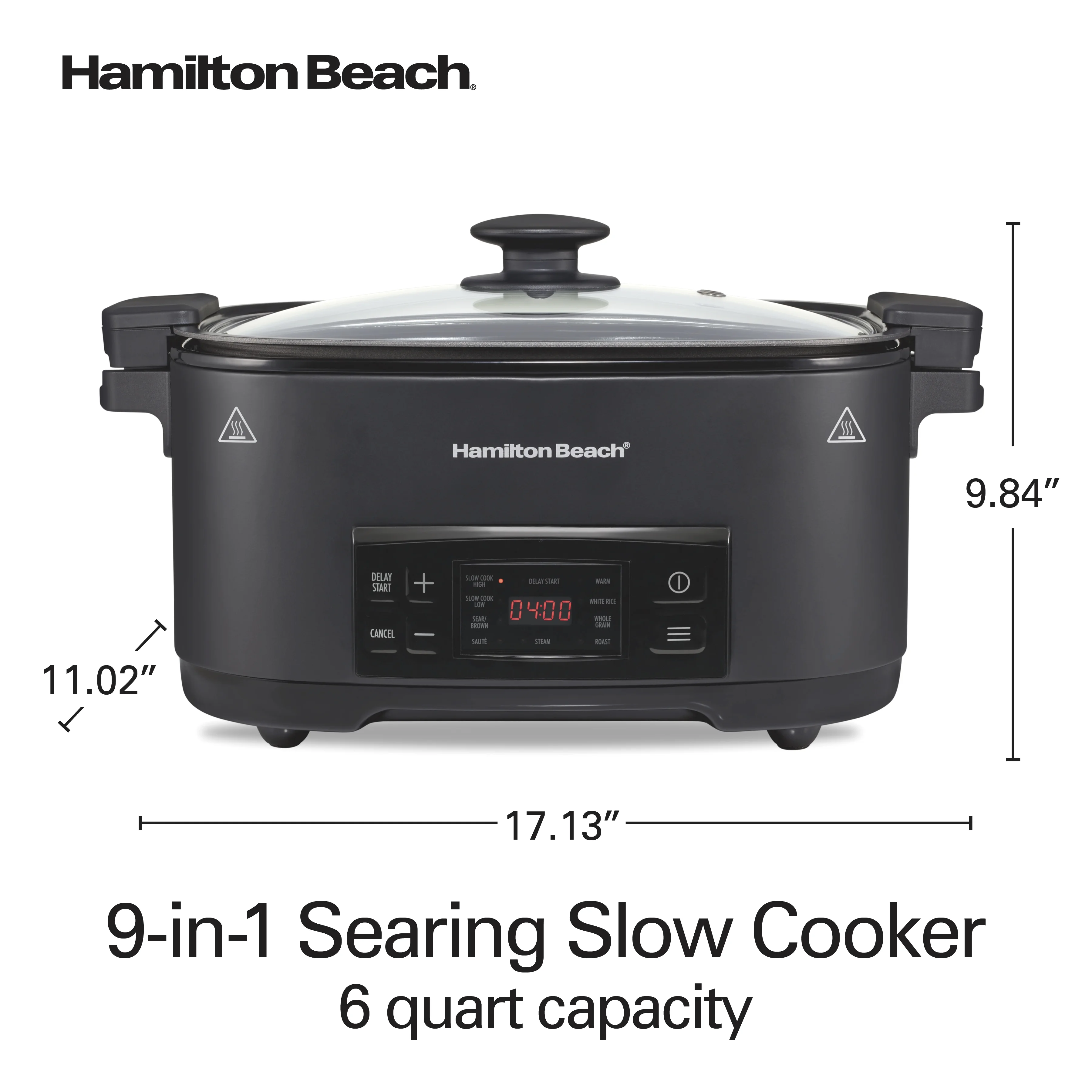 9-in-1 Multi Cooker, 6 Qt Searing Slow Cooker, Nonstick Aluminum Crock with Removable Pot, Black(Black) - Image 6