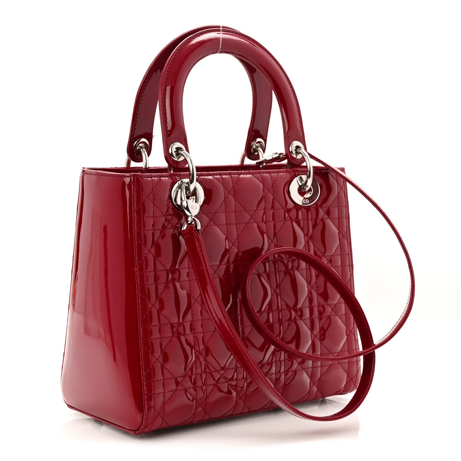 Patent Cannage Medium Lady Dior Red