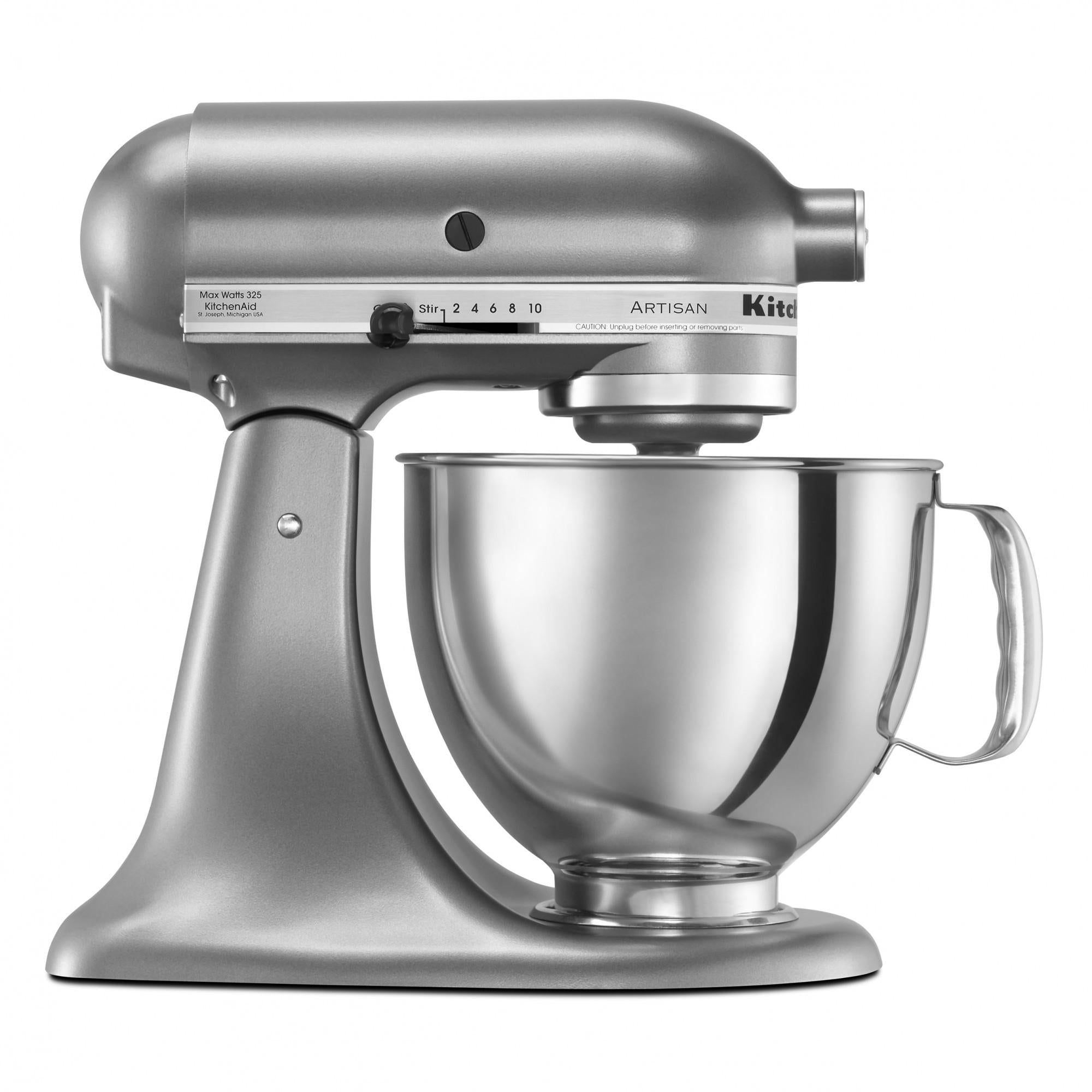 Robot pâtissier KitchenAid KSM150PSCU Artisan Series de 5 pintes à tête inclinable, couleur argent contour
