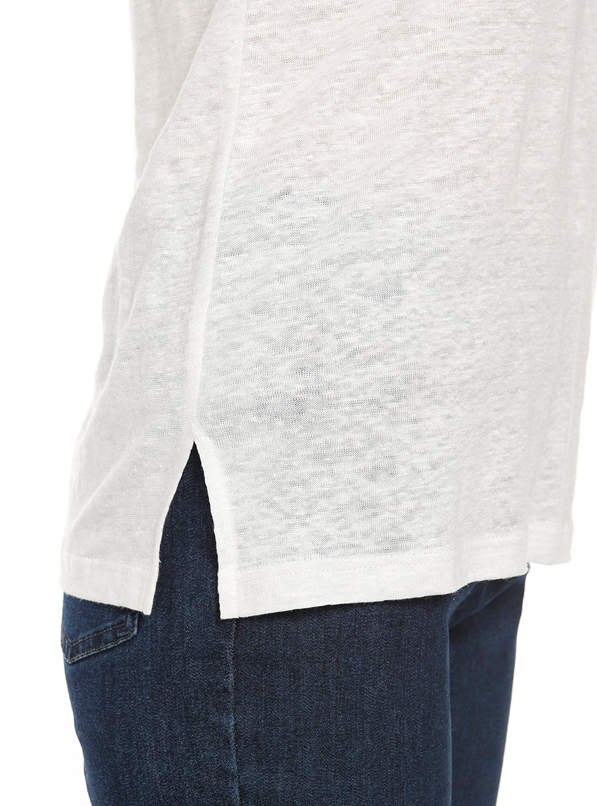 Tee-shirt femme ample blanc en lin